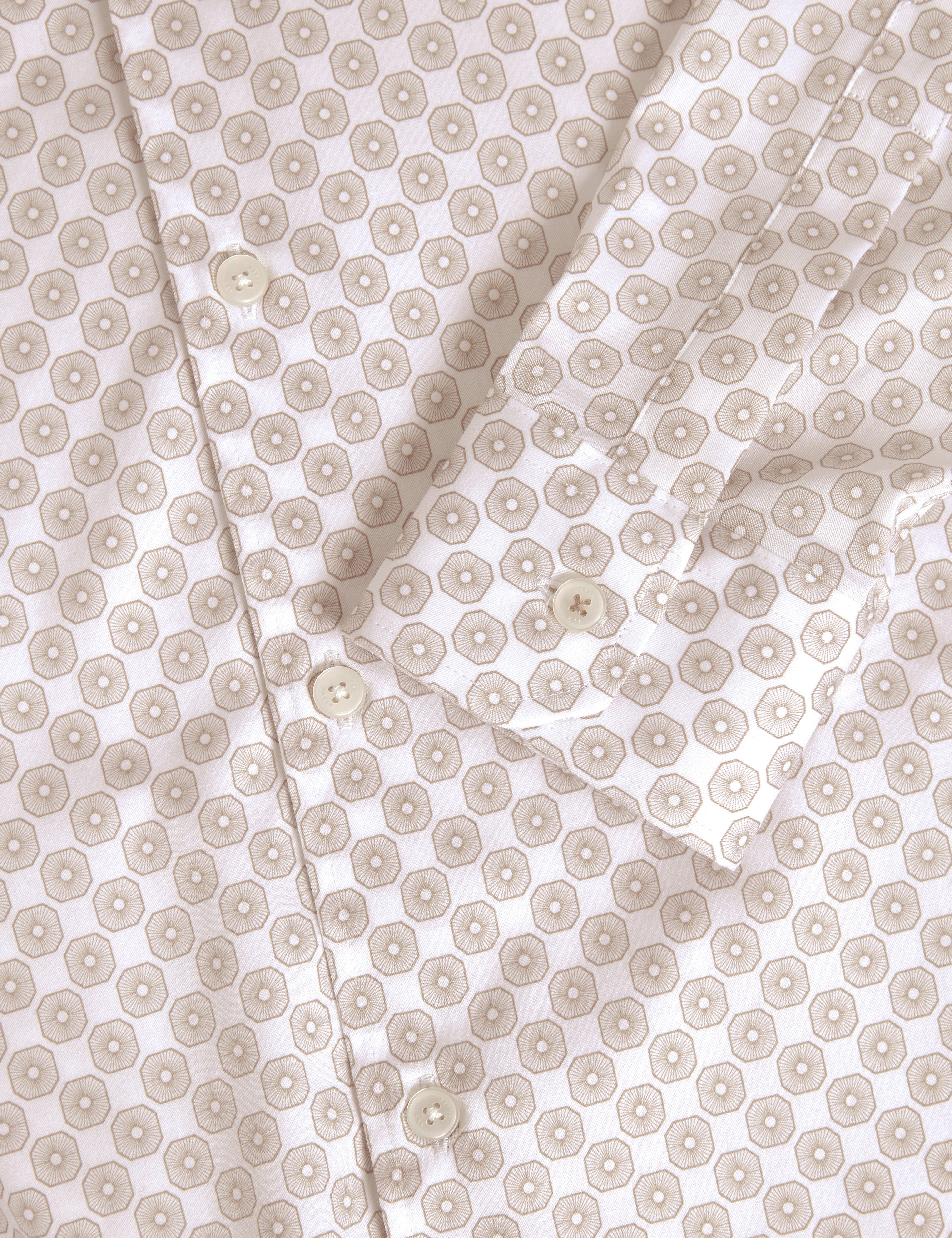 قميص Sef Ls Slim Fit Circle Geo Print باللون البني الداكن