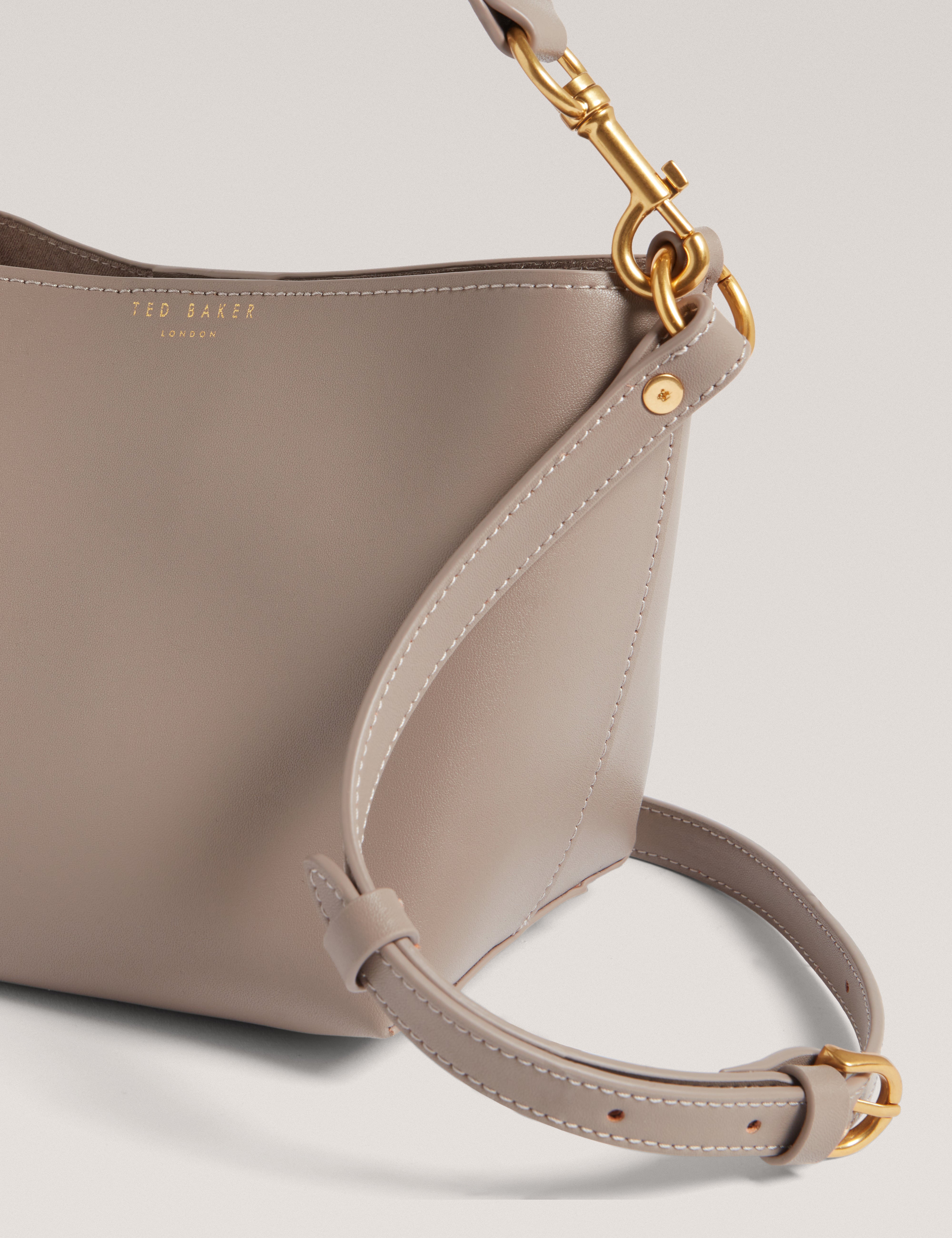 Wavely Weave Handle Leather Small Bucket Bag Taupe