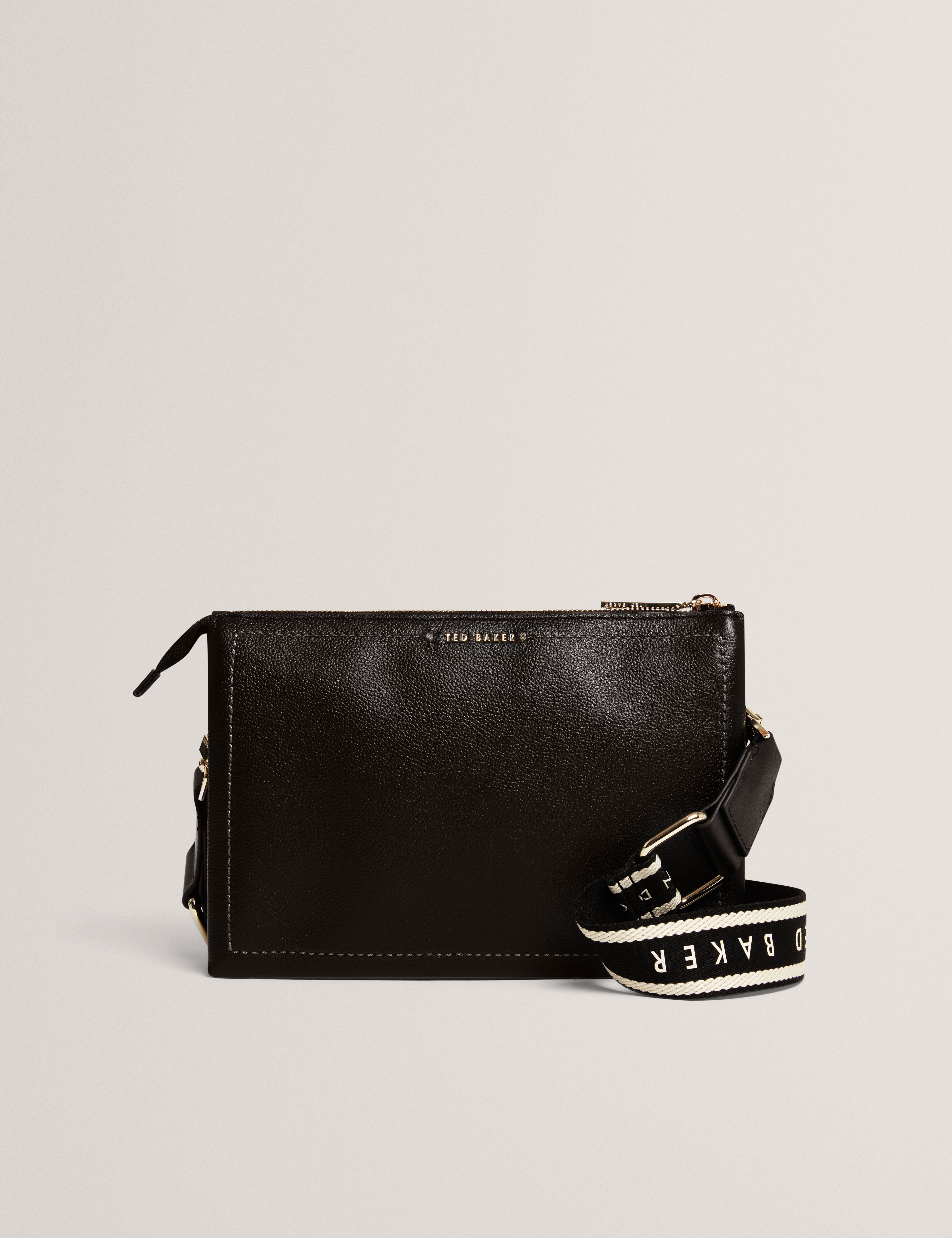 Larinda Webbing Small Leather Crossbody Bag Black