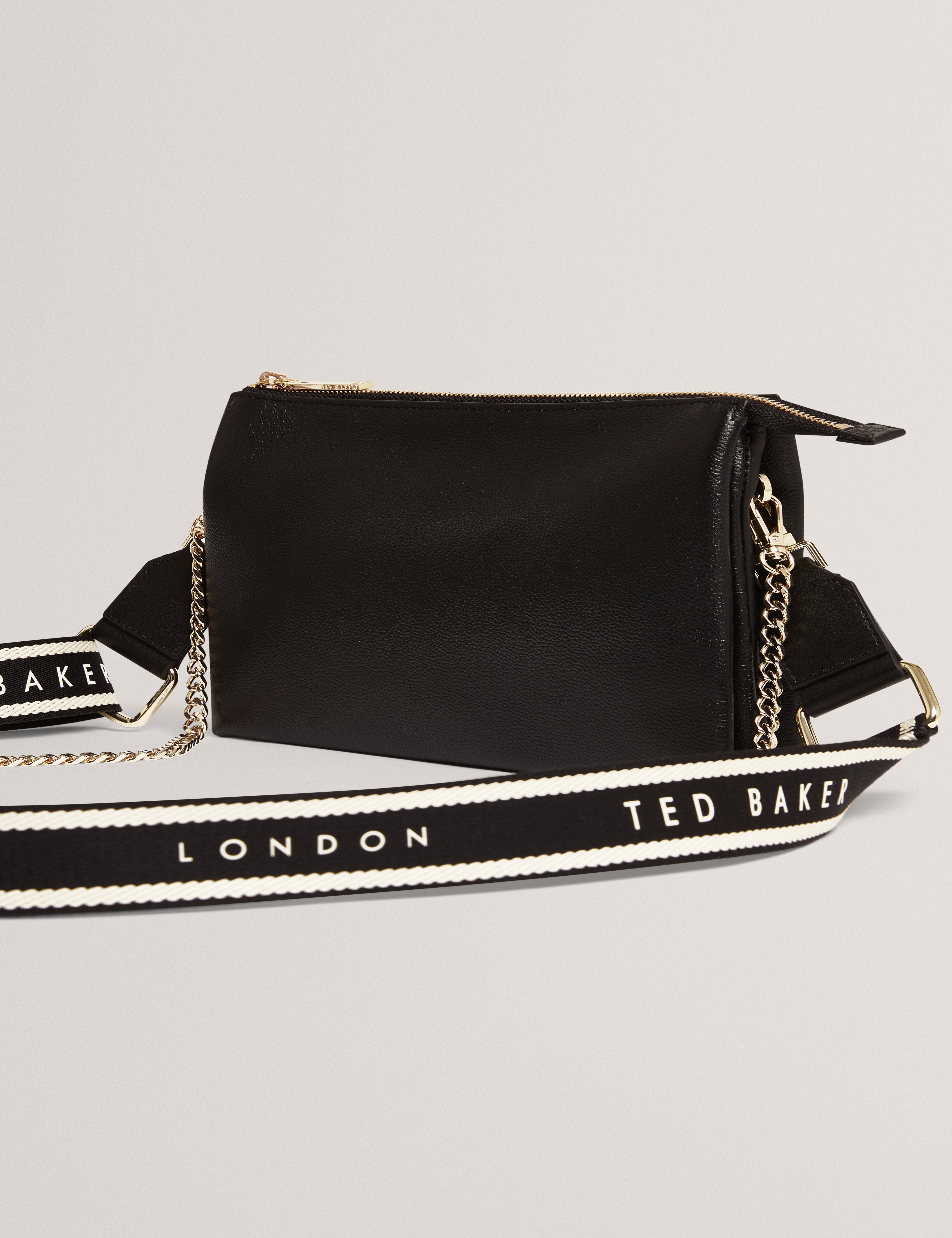Larinda Webbing Small Leather Crossbody Bag Black