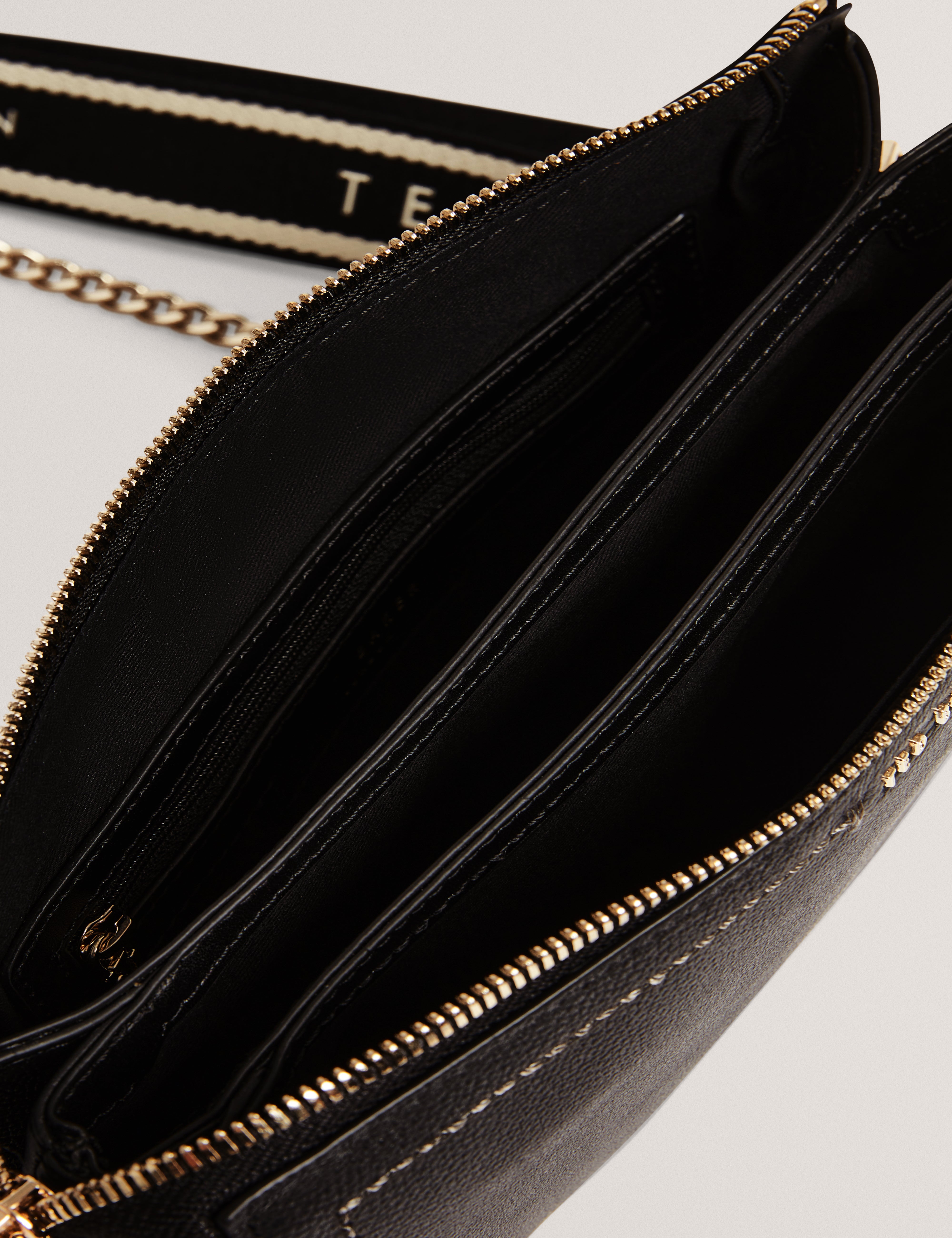 Larinda Webbing Small Leather Crossbody Bag Black