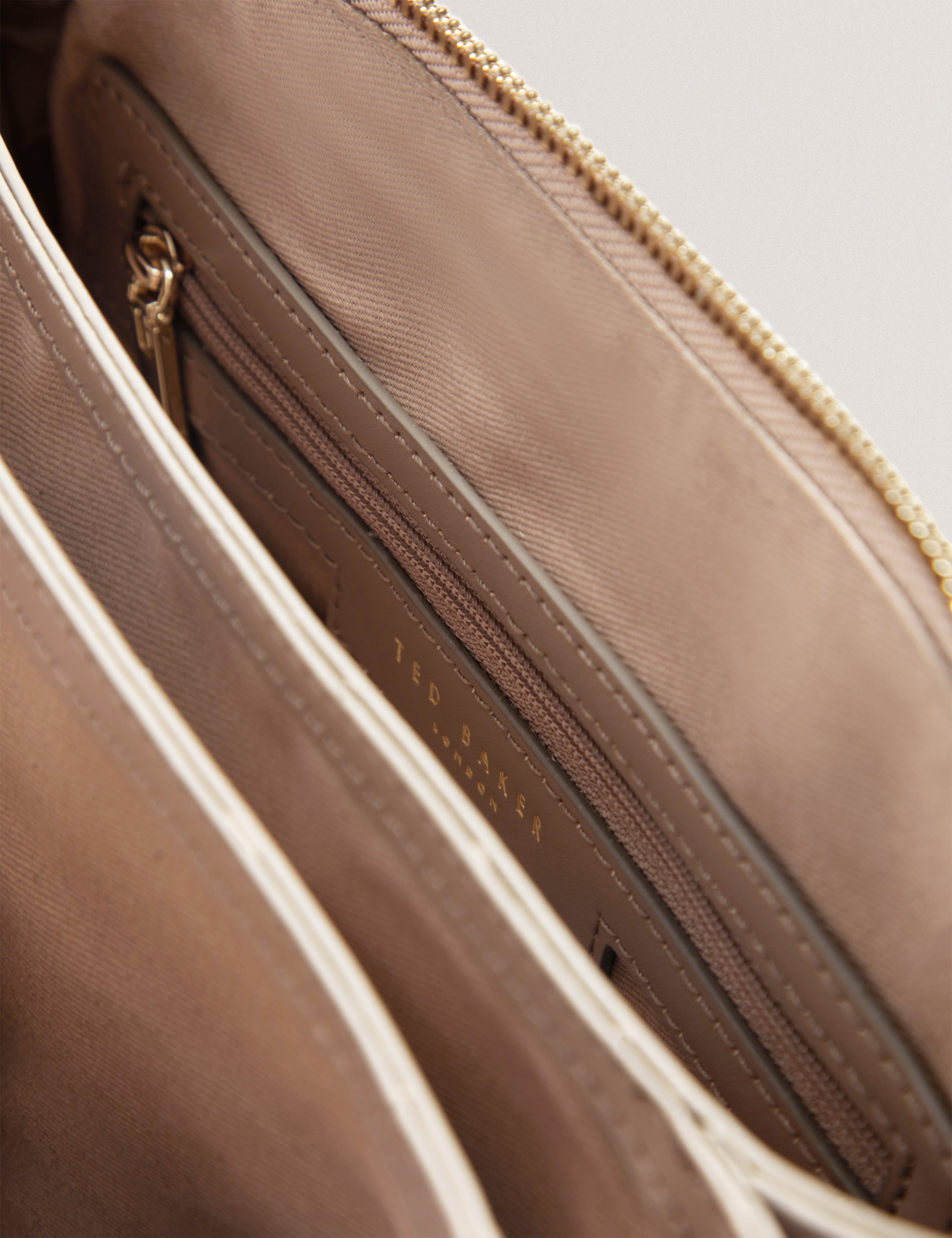 Larinda Webbing Small Leather Crossbody Bag Taupe