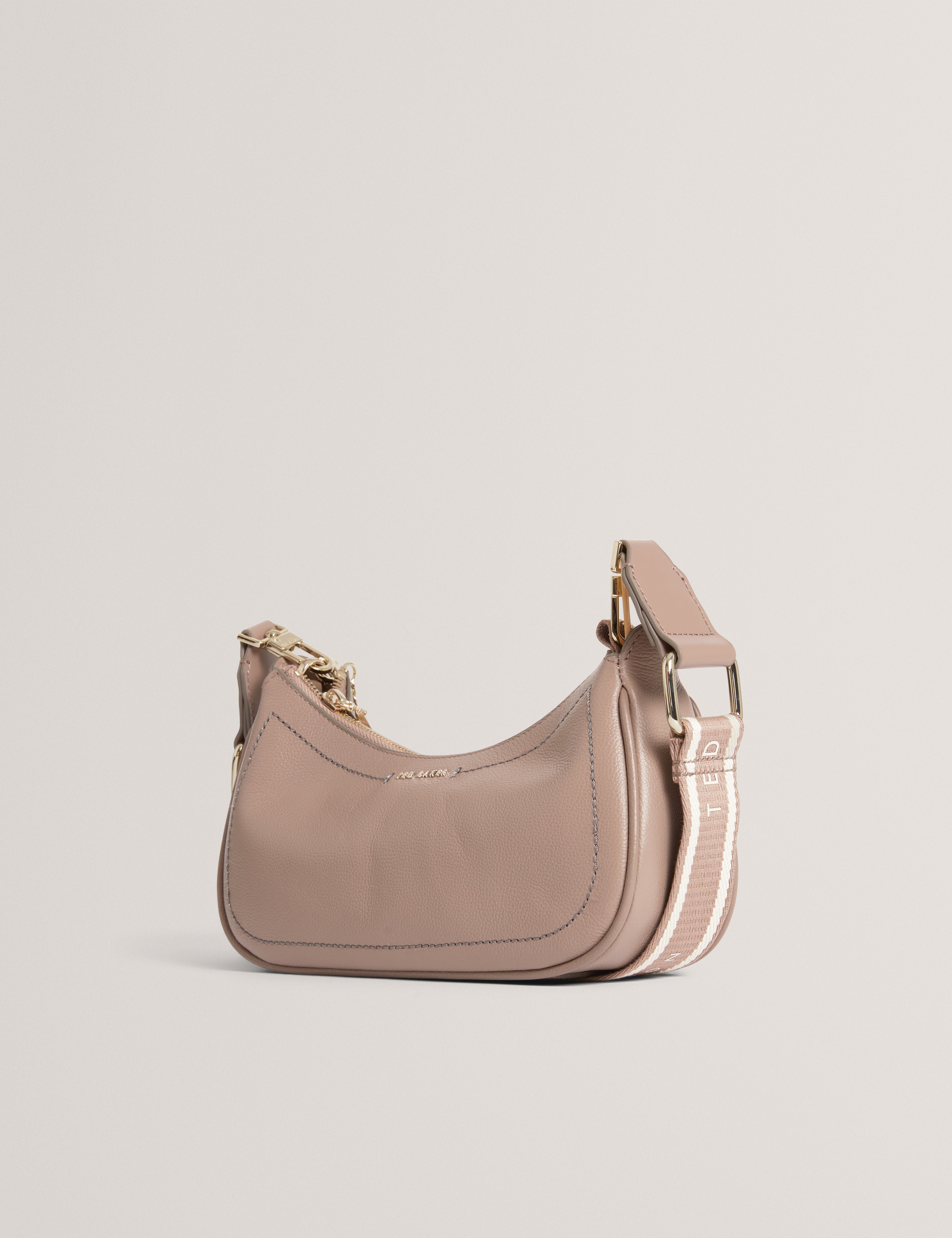 Laarna Webbing Small Leather Shoulder Bag Taupe