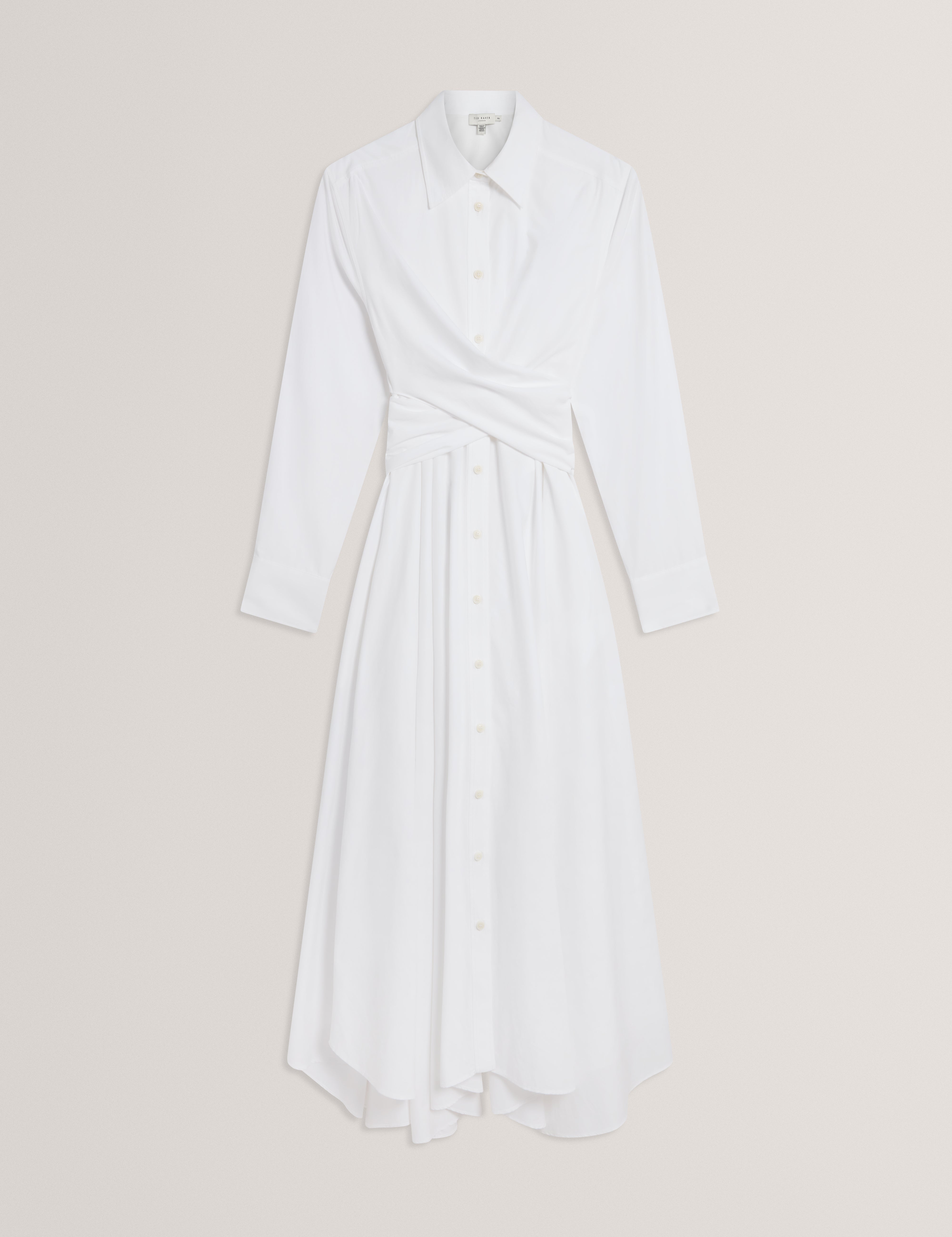 Ellisia Wrap Shirt Midi Dress White