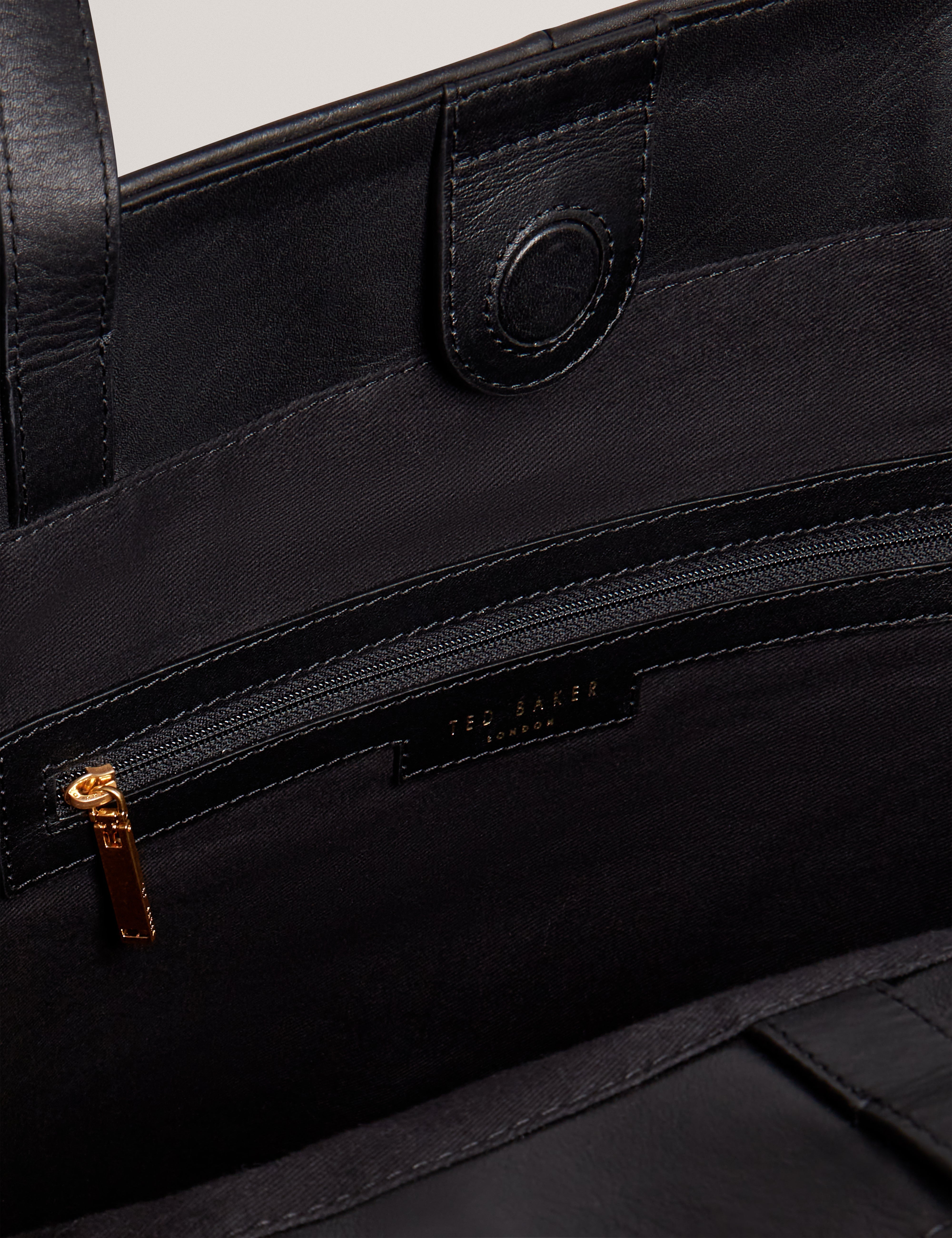 Tashnie Leather Belted Detail Tote Bag Black