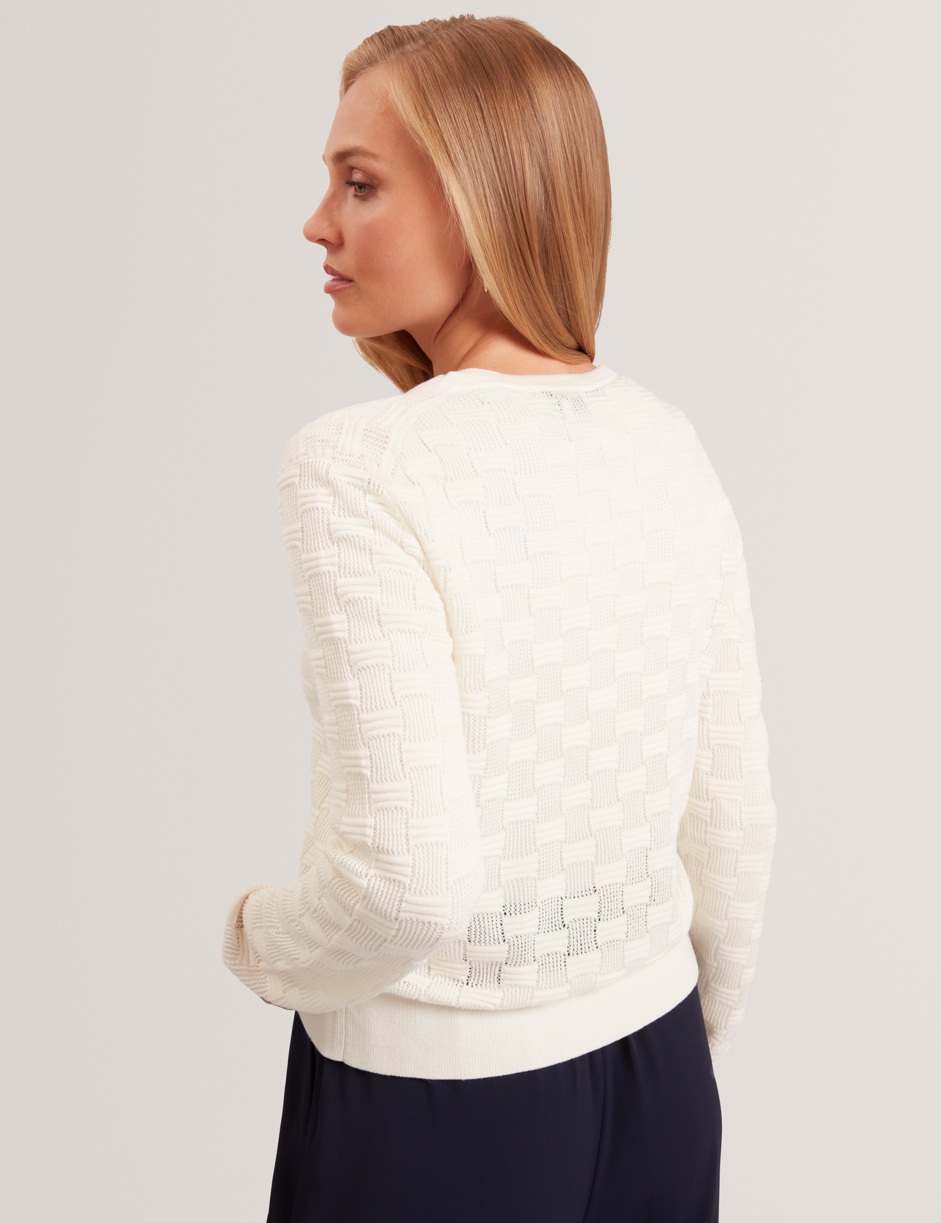 Cahrie Touch Of Silk Knitted Crew Neck Cardigan White