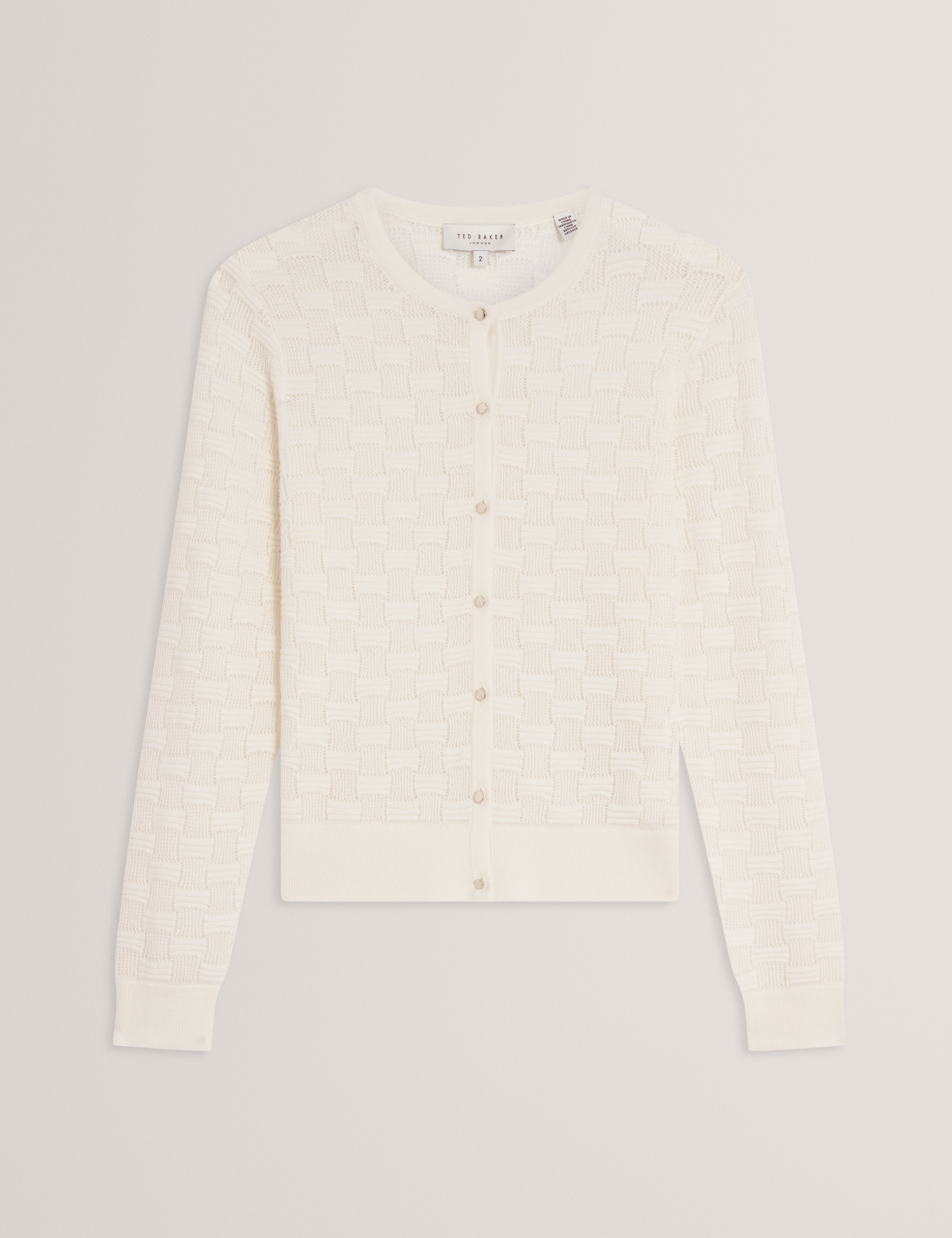 Cahrie Touch Of Silk Knitted Crew Neck Cardigan White