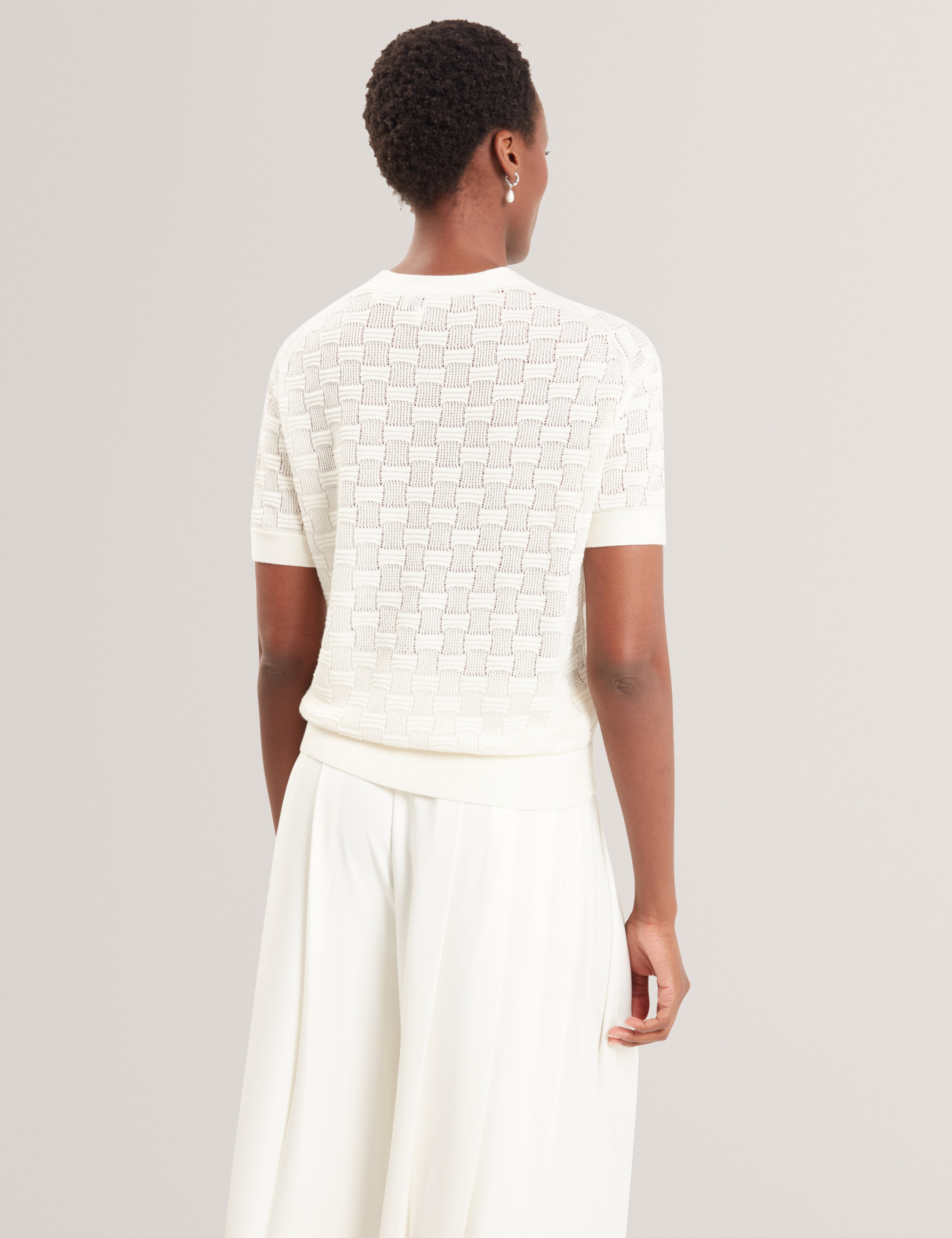 Emeta Touch Of Silk Knitted Crew Neck Tee White