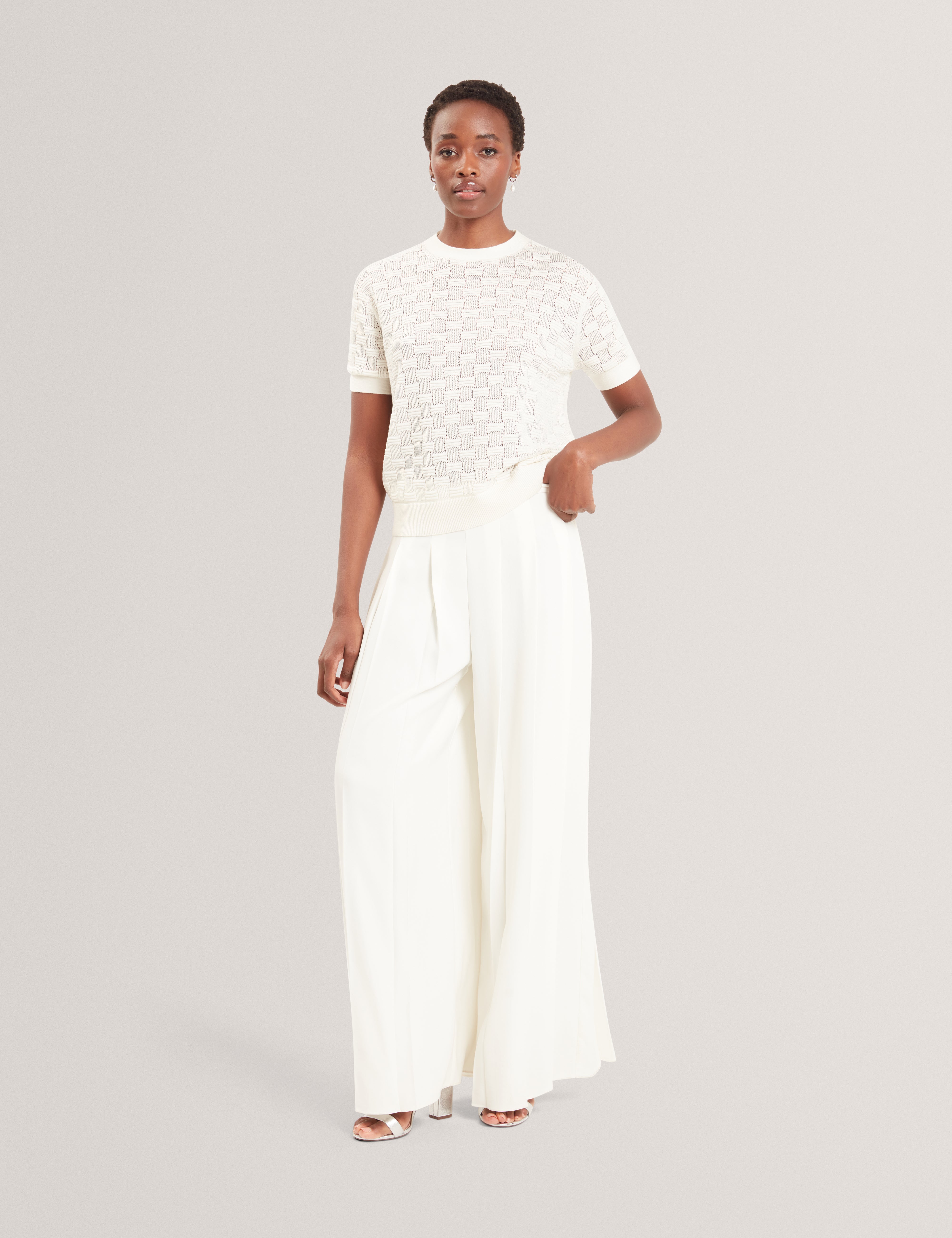 Emeta Touch Of Silk Knitted Crew Neck Tee White