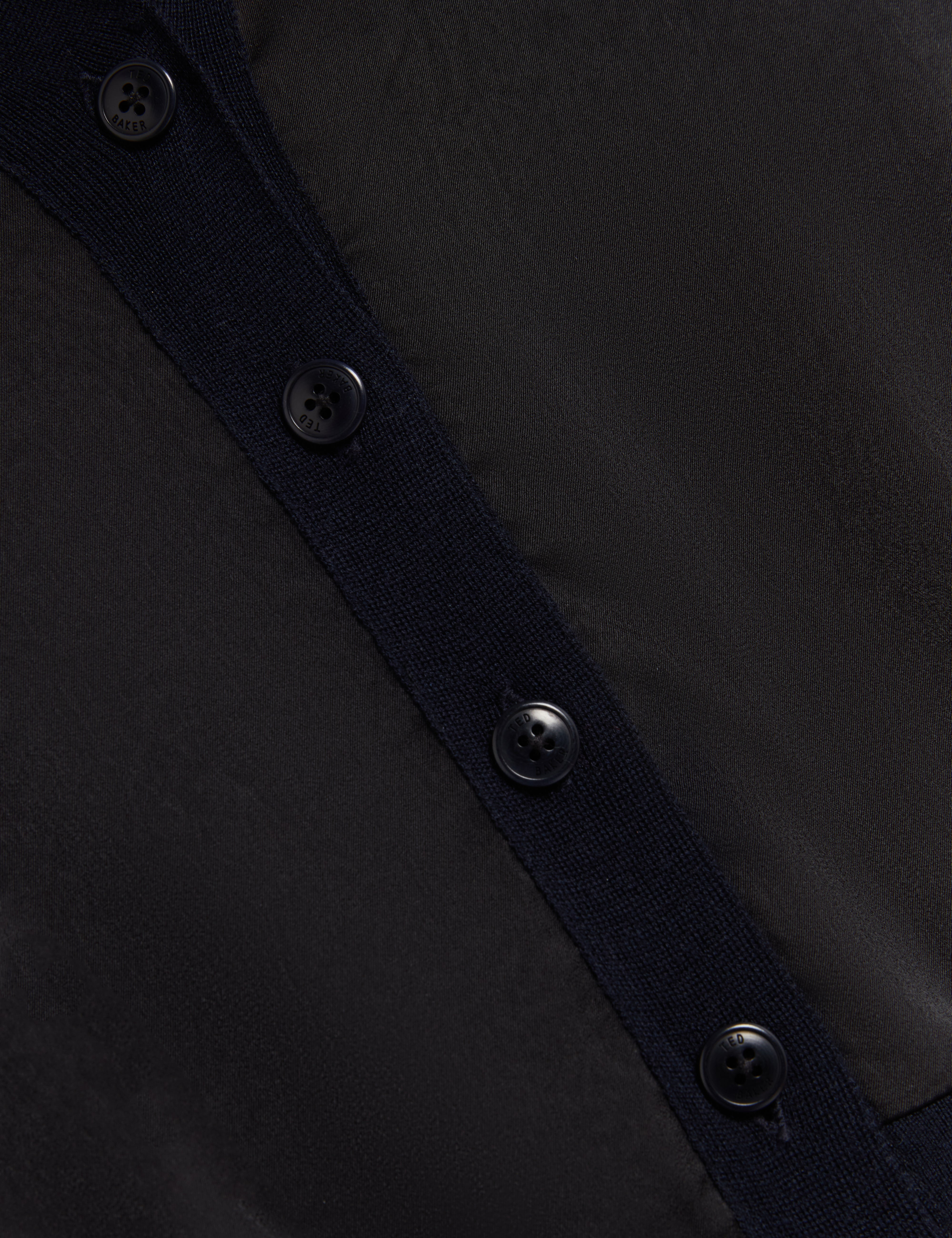 Ofina Woven Front Short Sleeve Cardigan Black