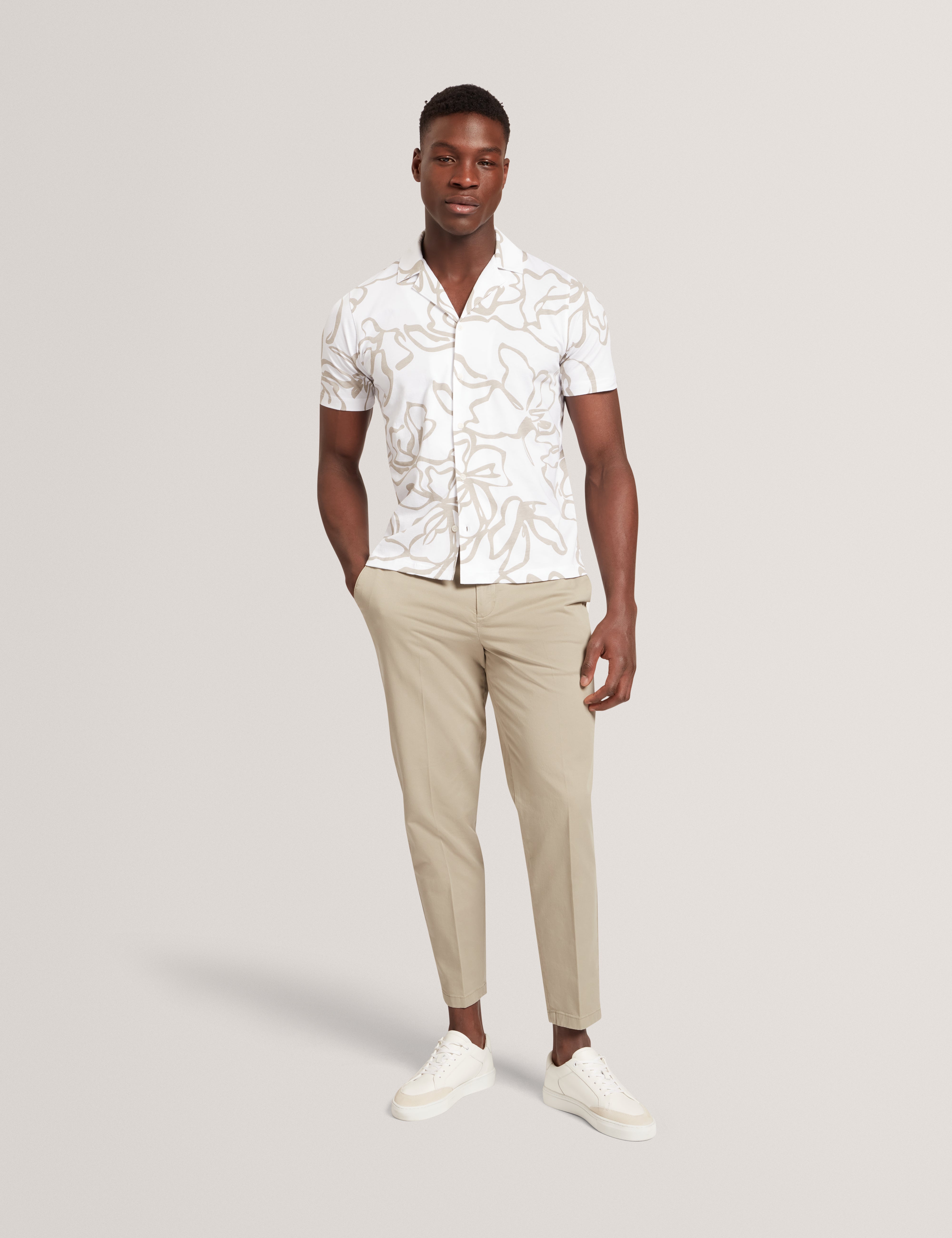 Claub Short Sleeve Floral Jersey Shirt White