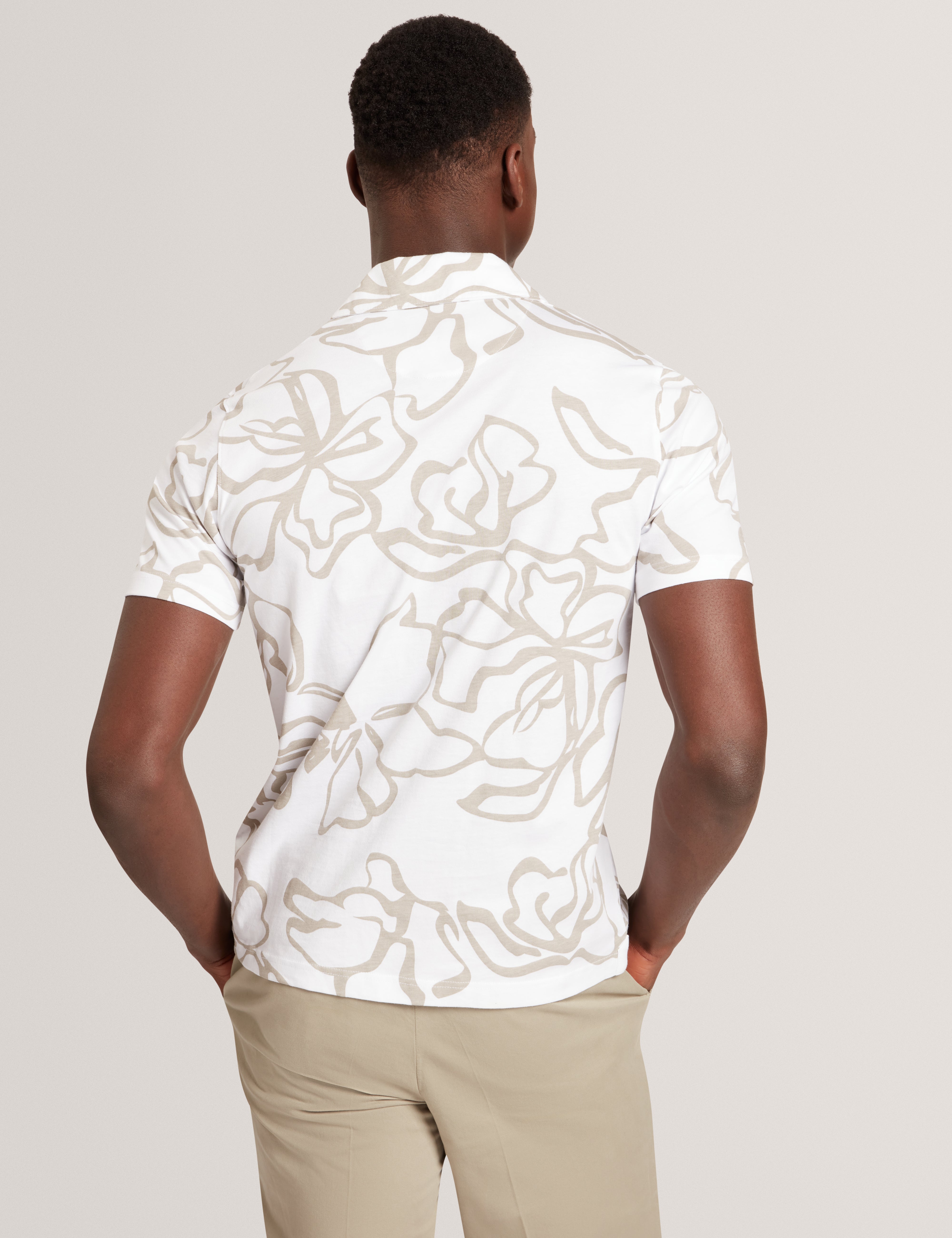 Claub Short Sleeve Floral Jersey Shirt White