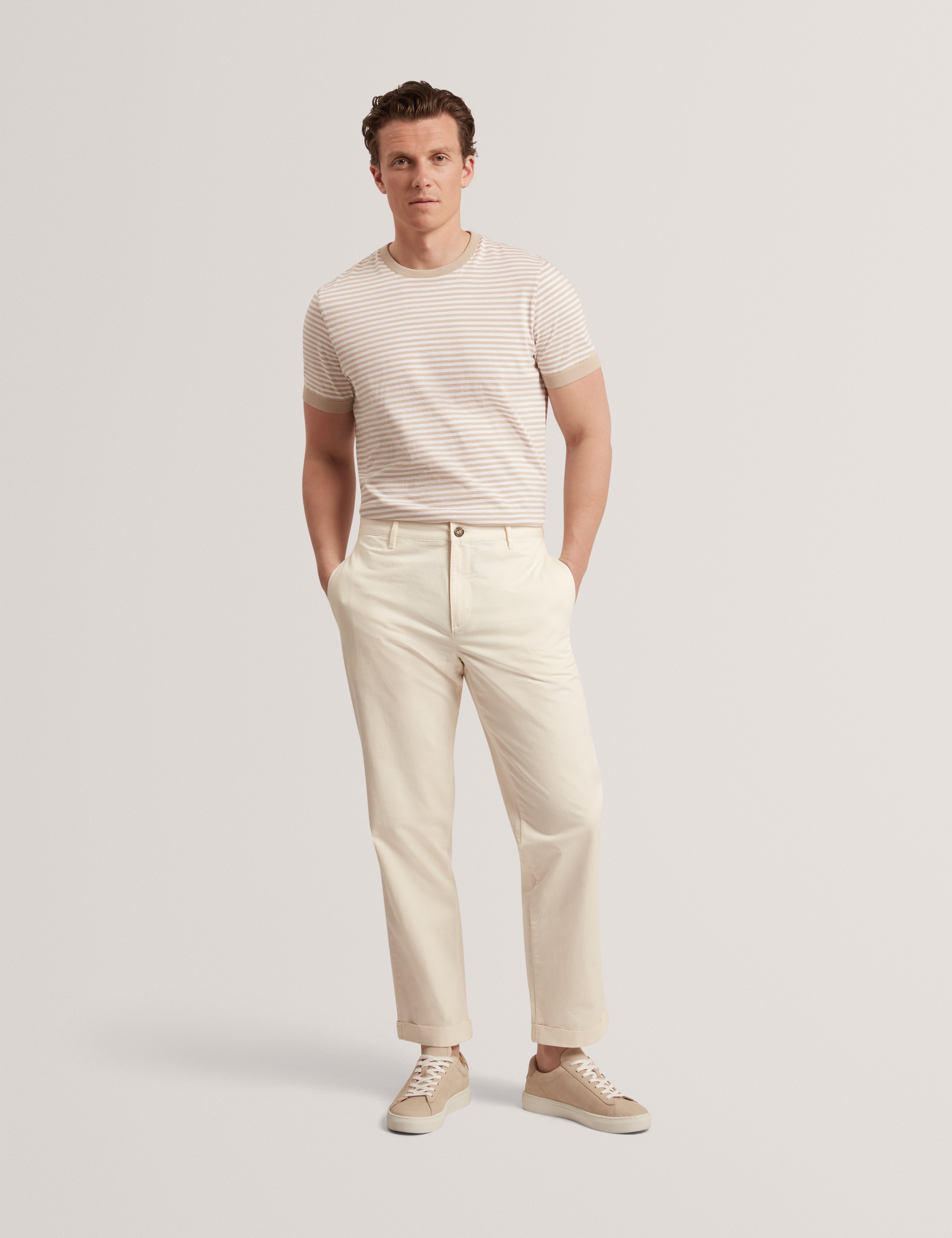 Ciandra Straight Garment Dye Trouser Taupe