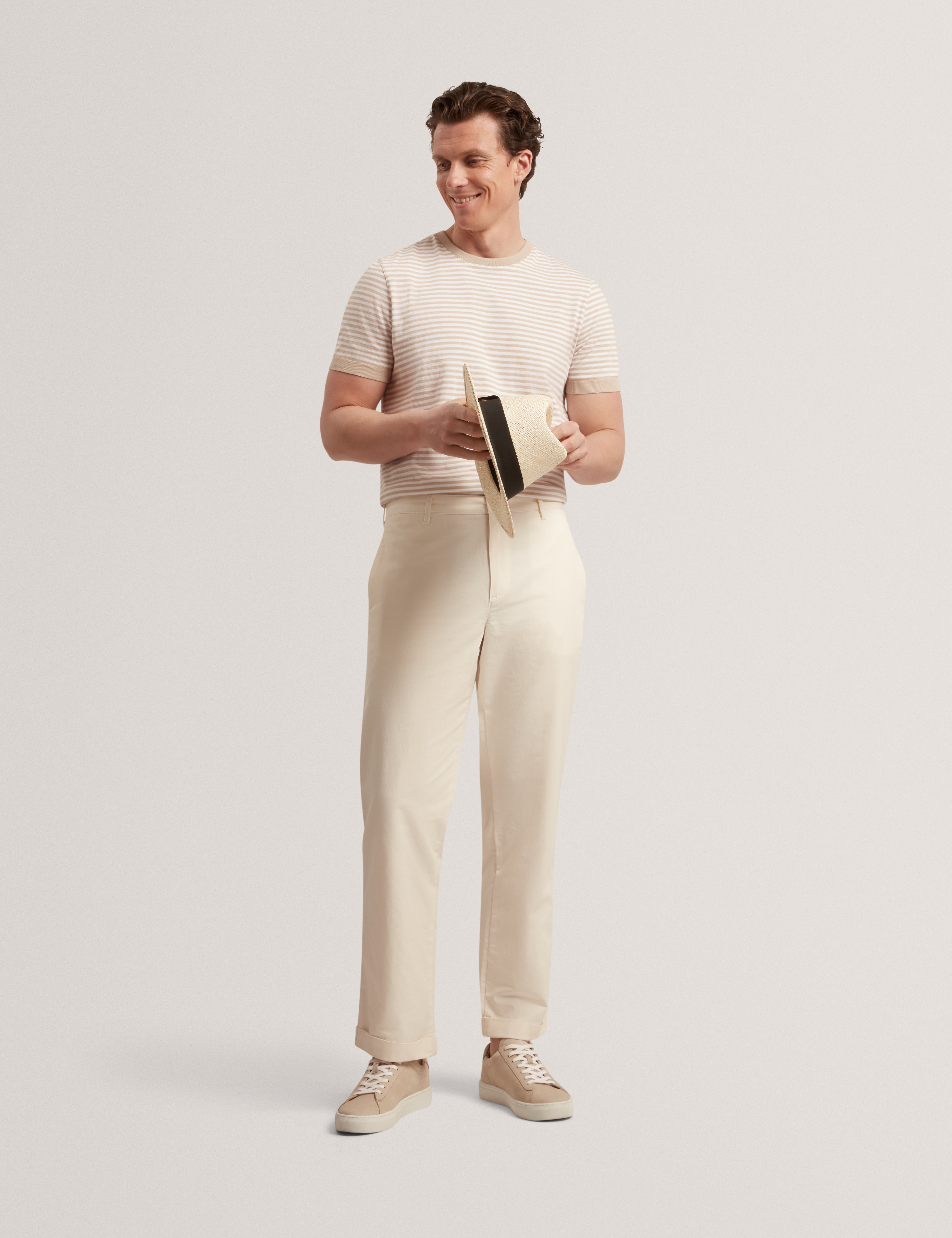 Ciandra Straight Garment Dye Trouser Taupe