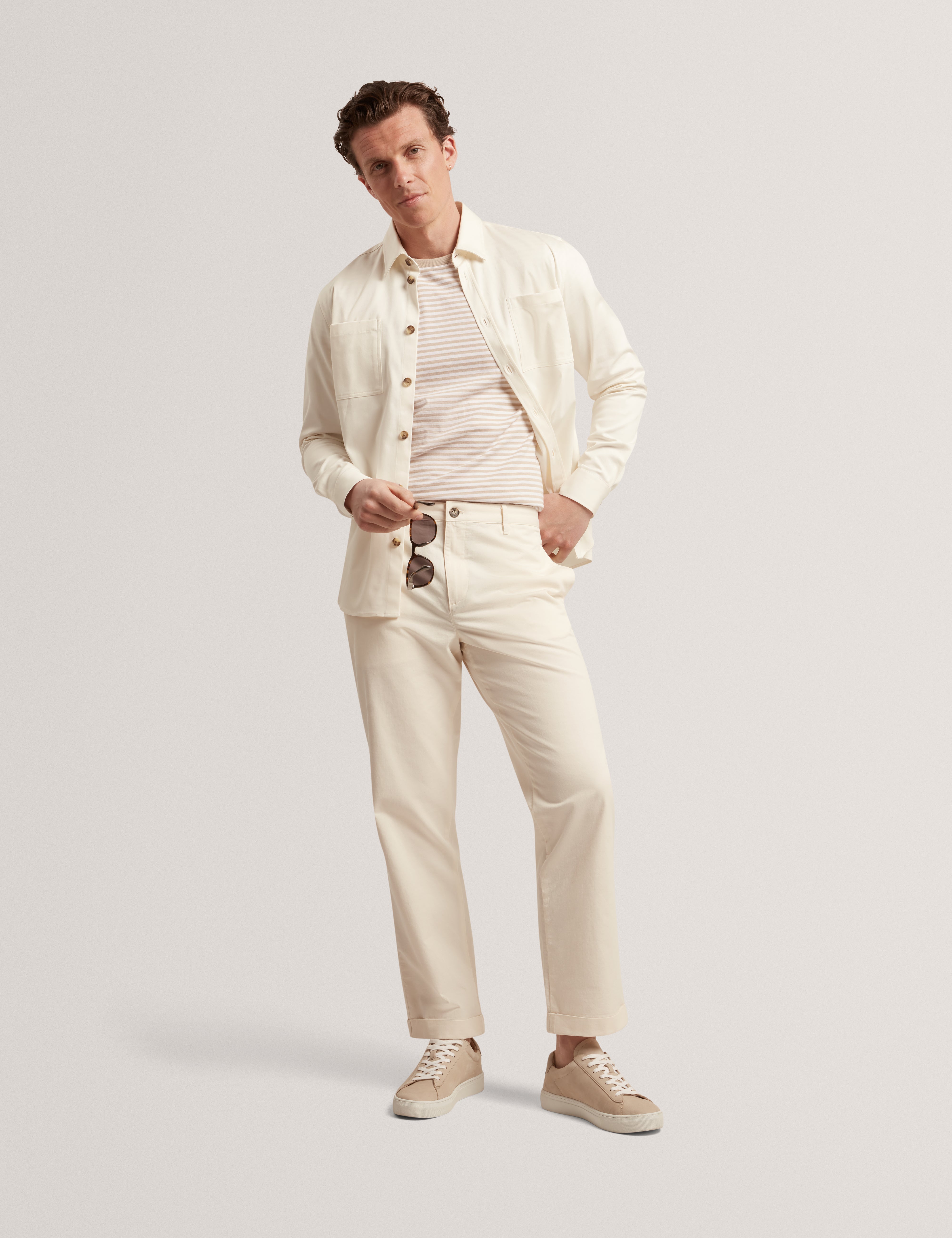 Ciandra Straight Garment Dye Trouser Taupe