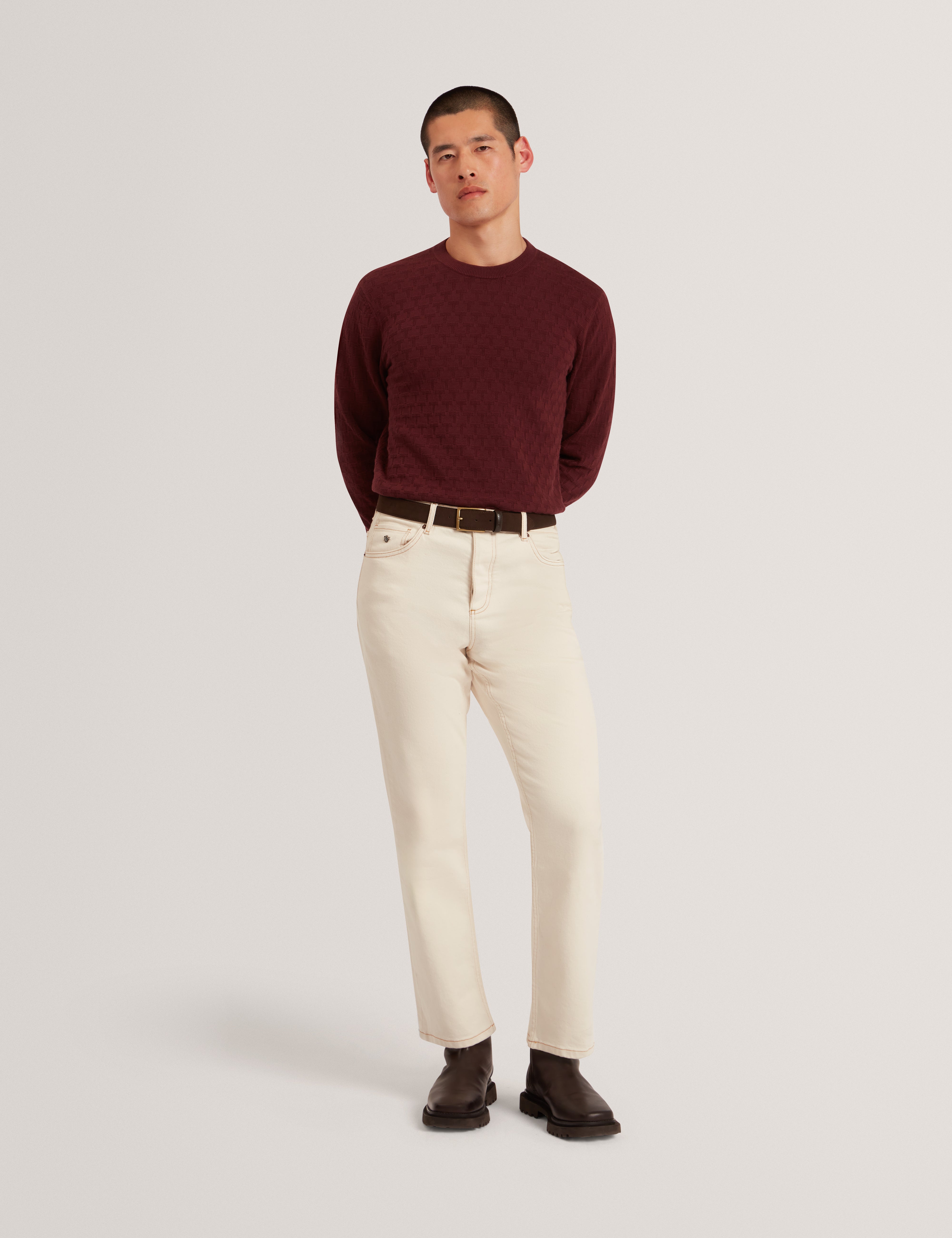 Sainsy T Stitch Crew Neck Maroon