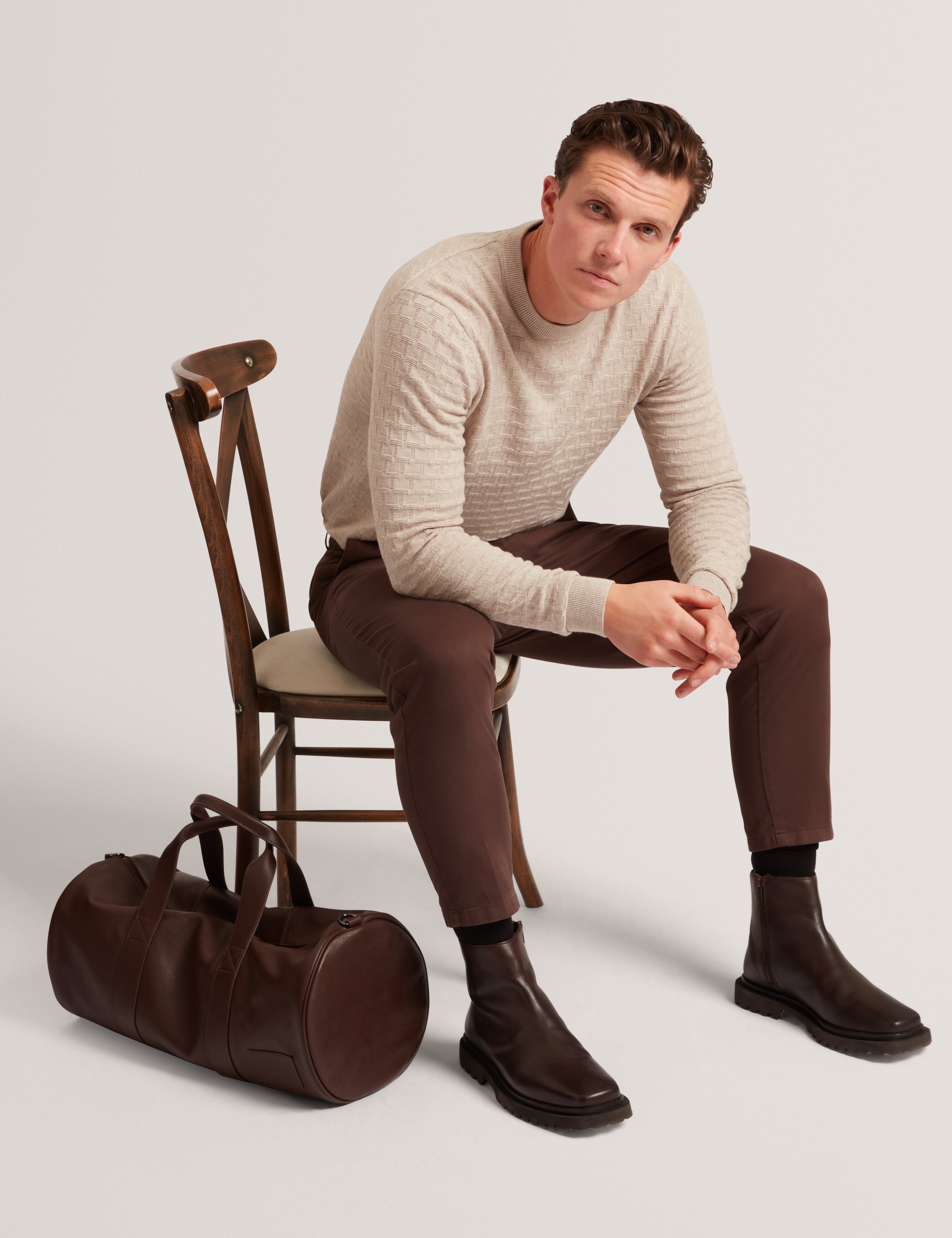 Sainsy T Stitch Crew Neck Natural