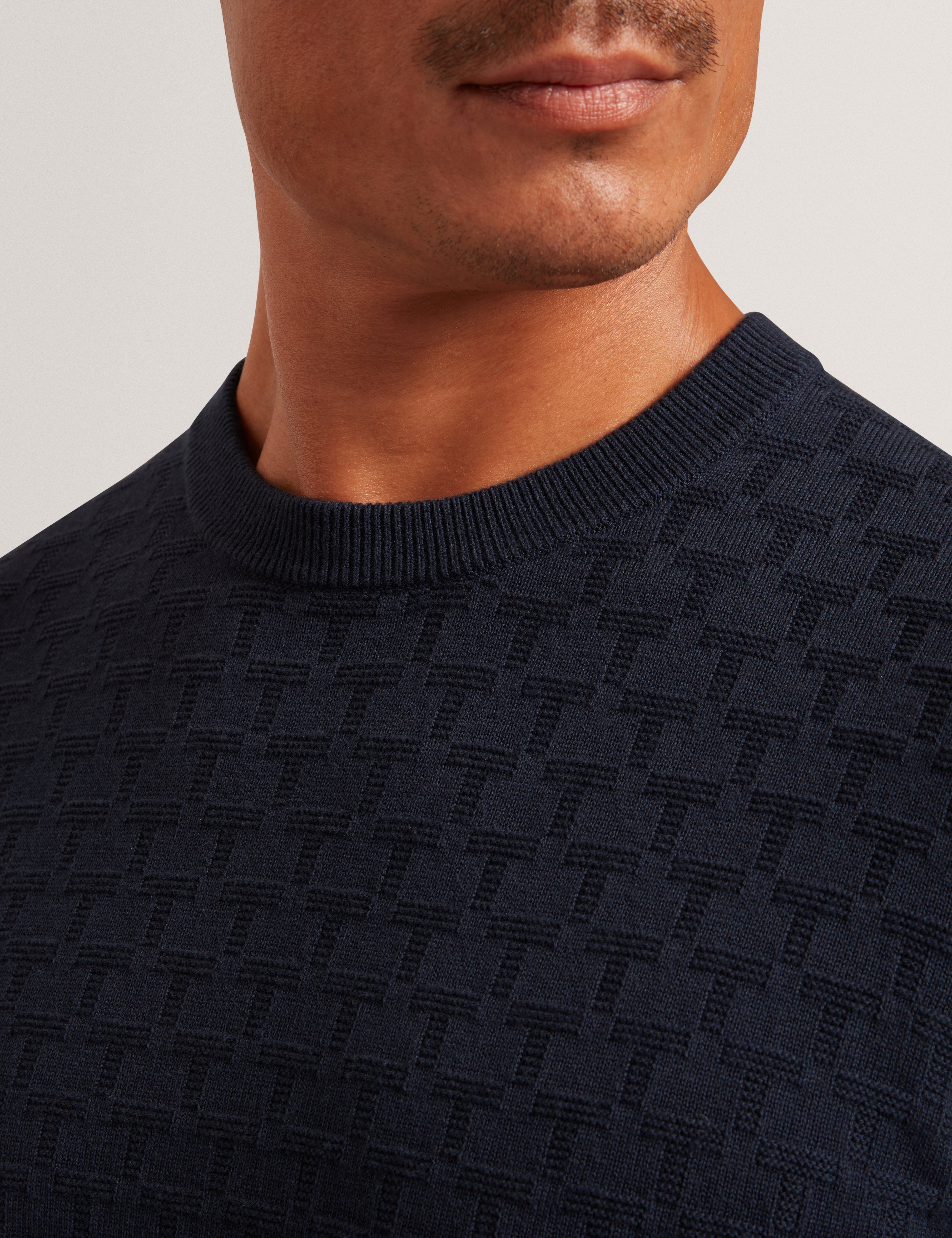 Sainsy T Stitch Crew Neck Navy