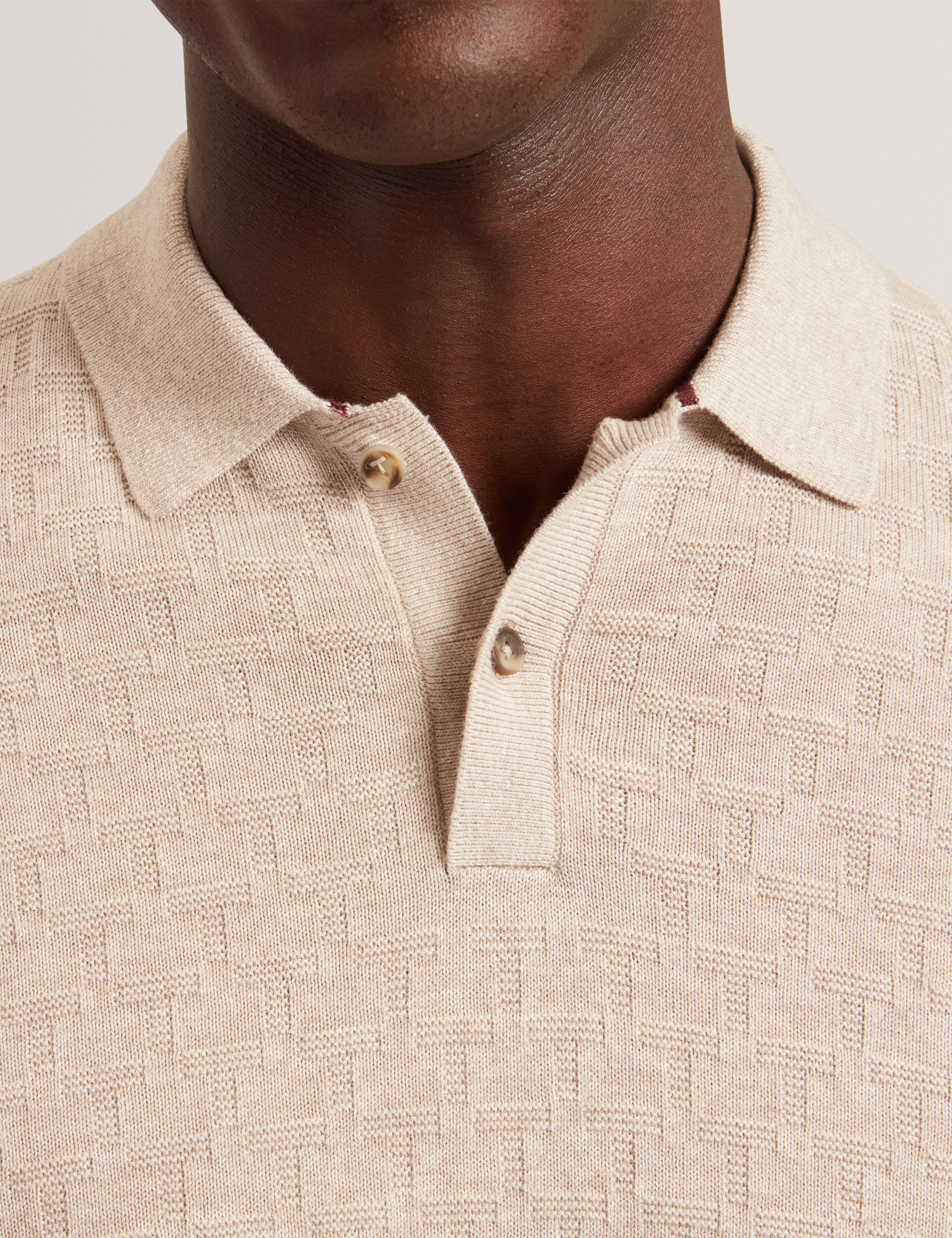 Gaten Ls T Stitch Polo Natural