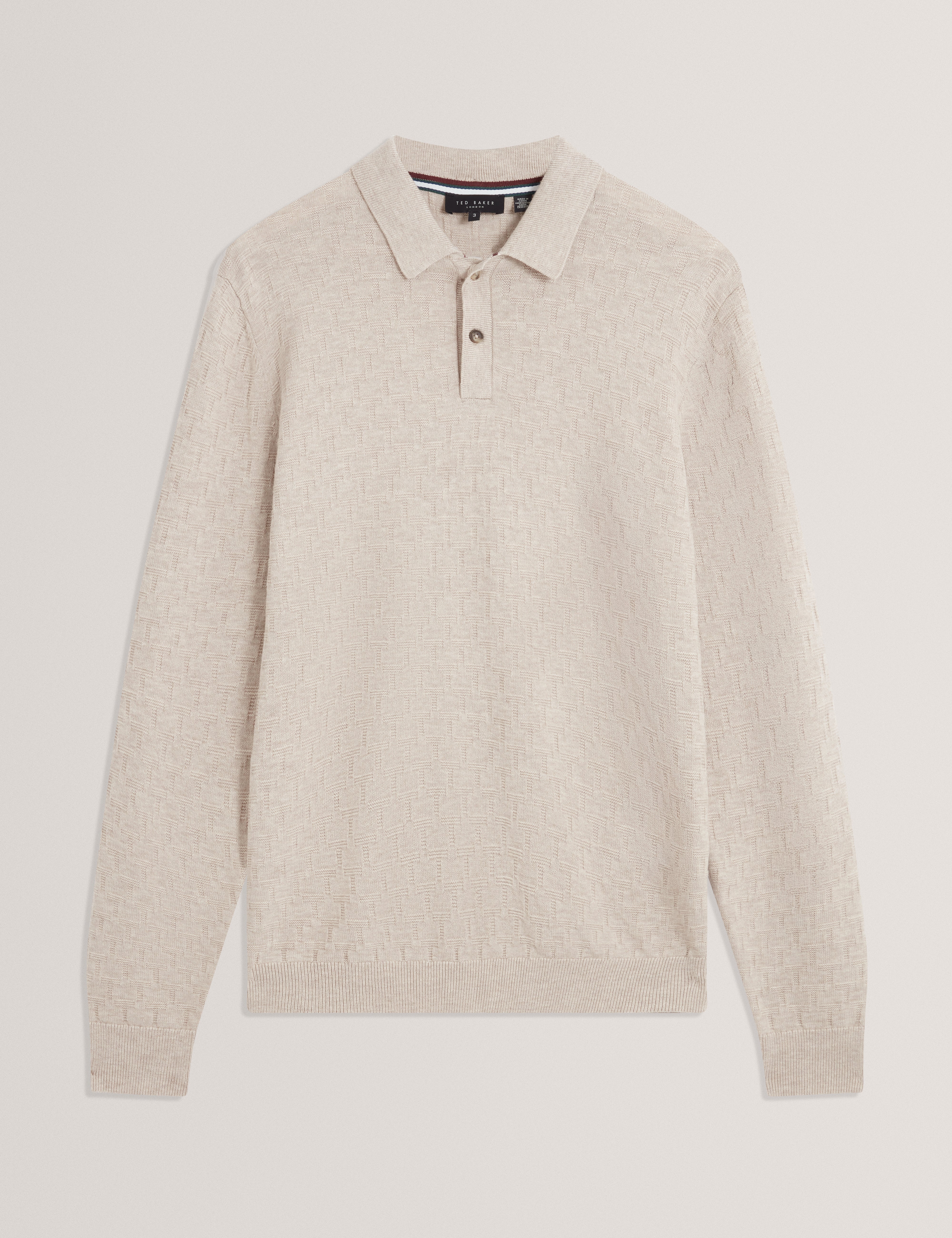 Gaten Ls T Stitch Polo Natural