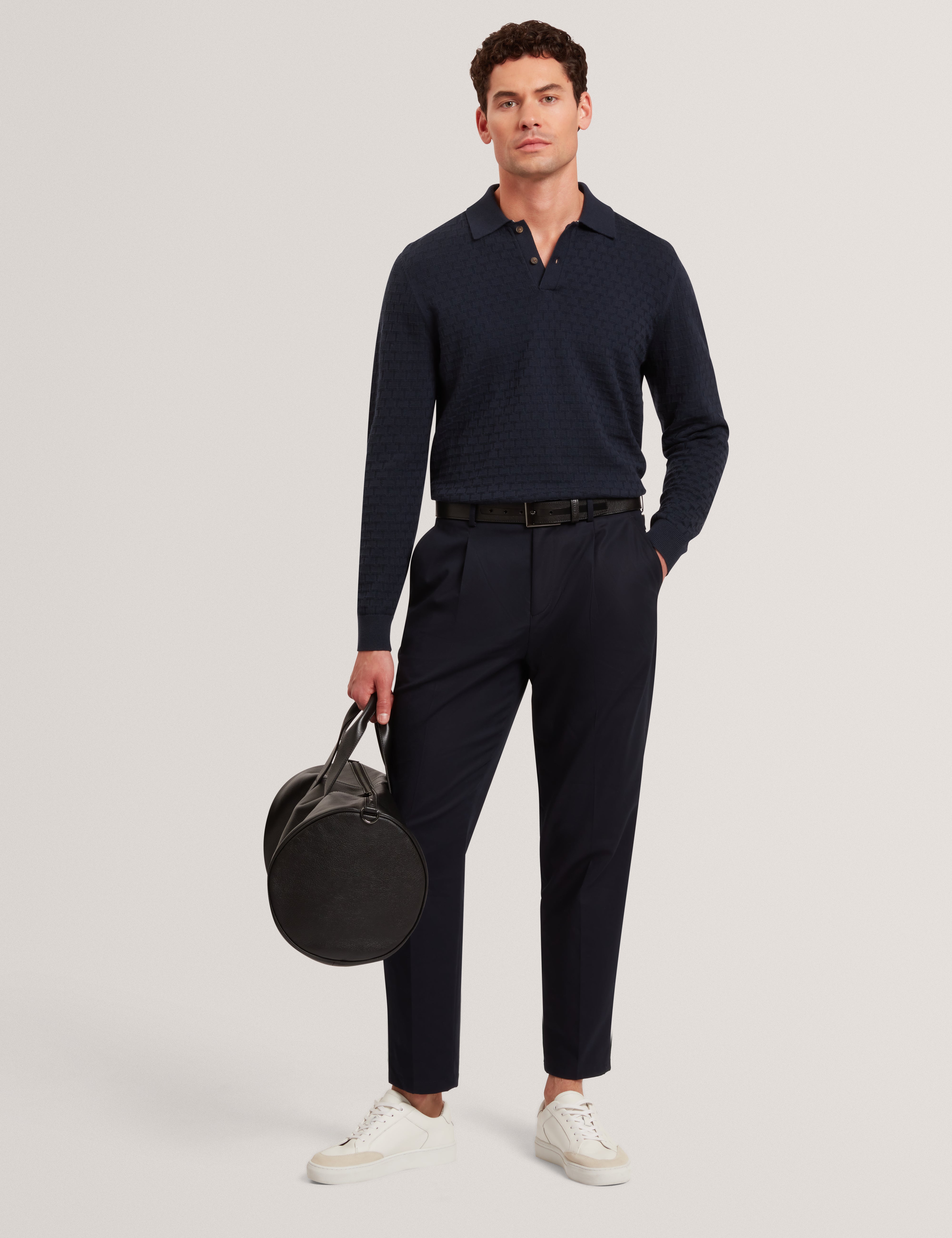 Gaten Ls T Stitch Polo Navy
