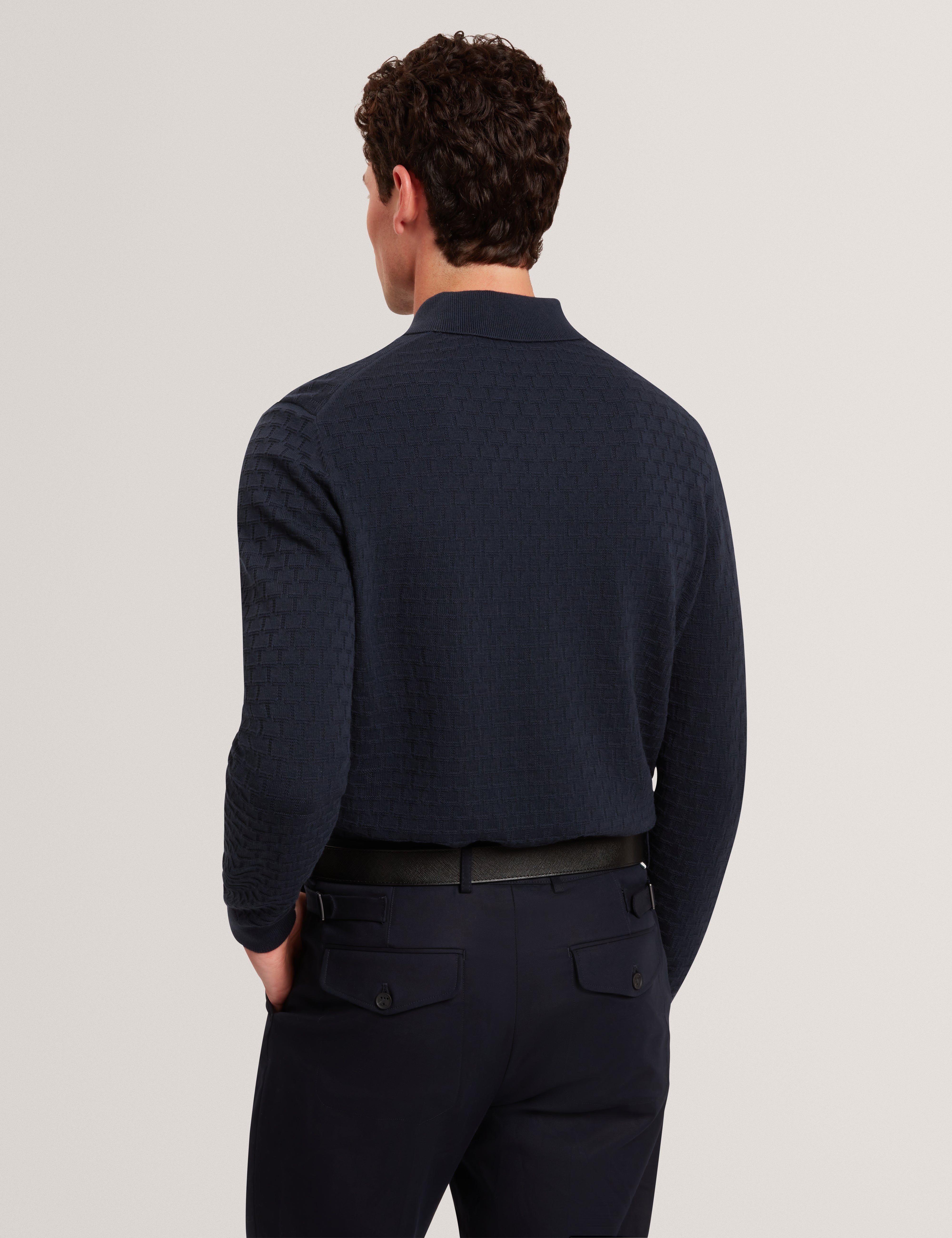 Gaten Ls T Stitch Polo Navy
