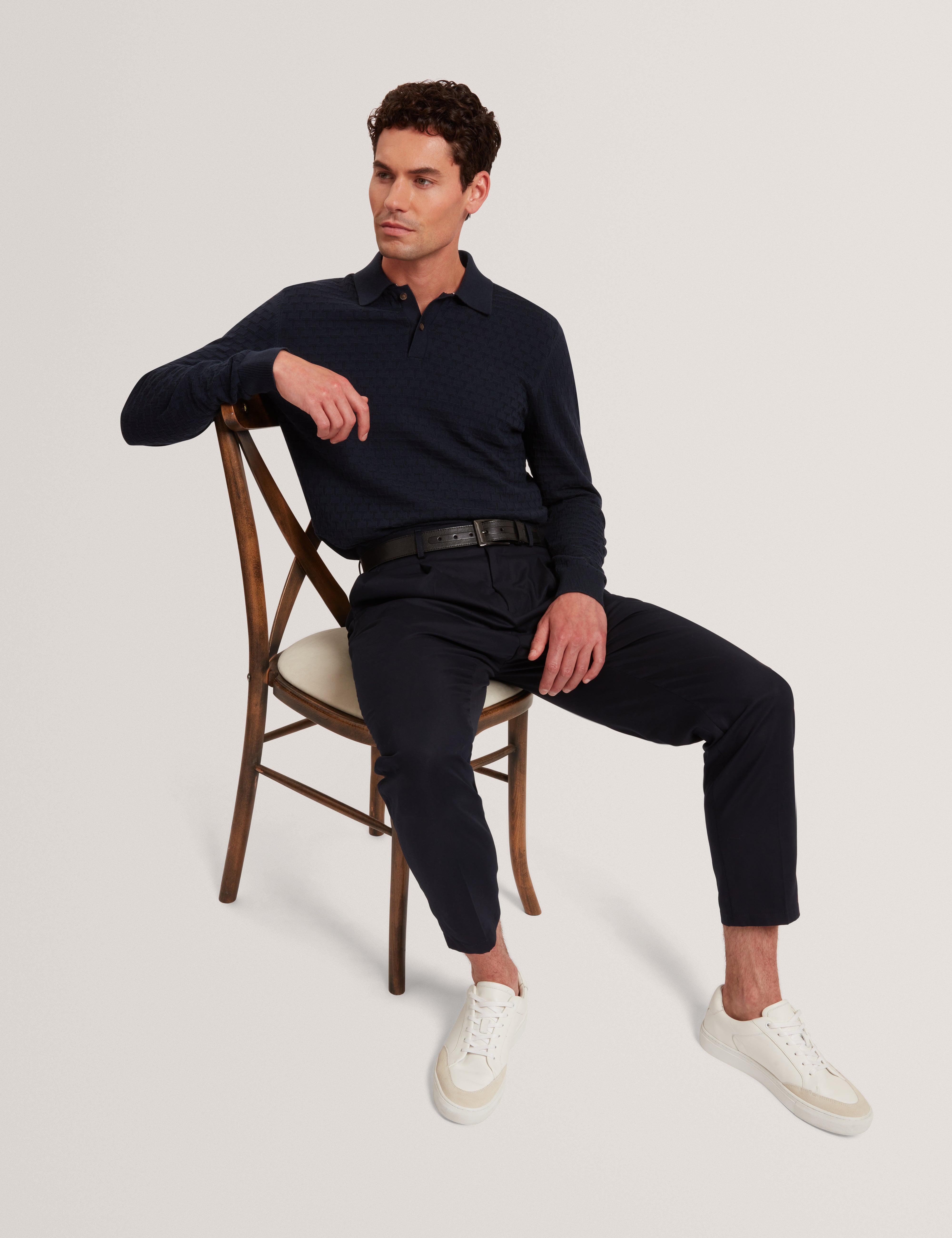 Gaten Ls T Stitch Polo Navy