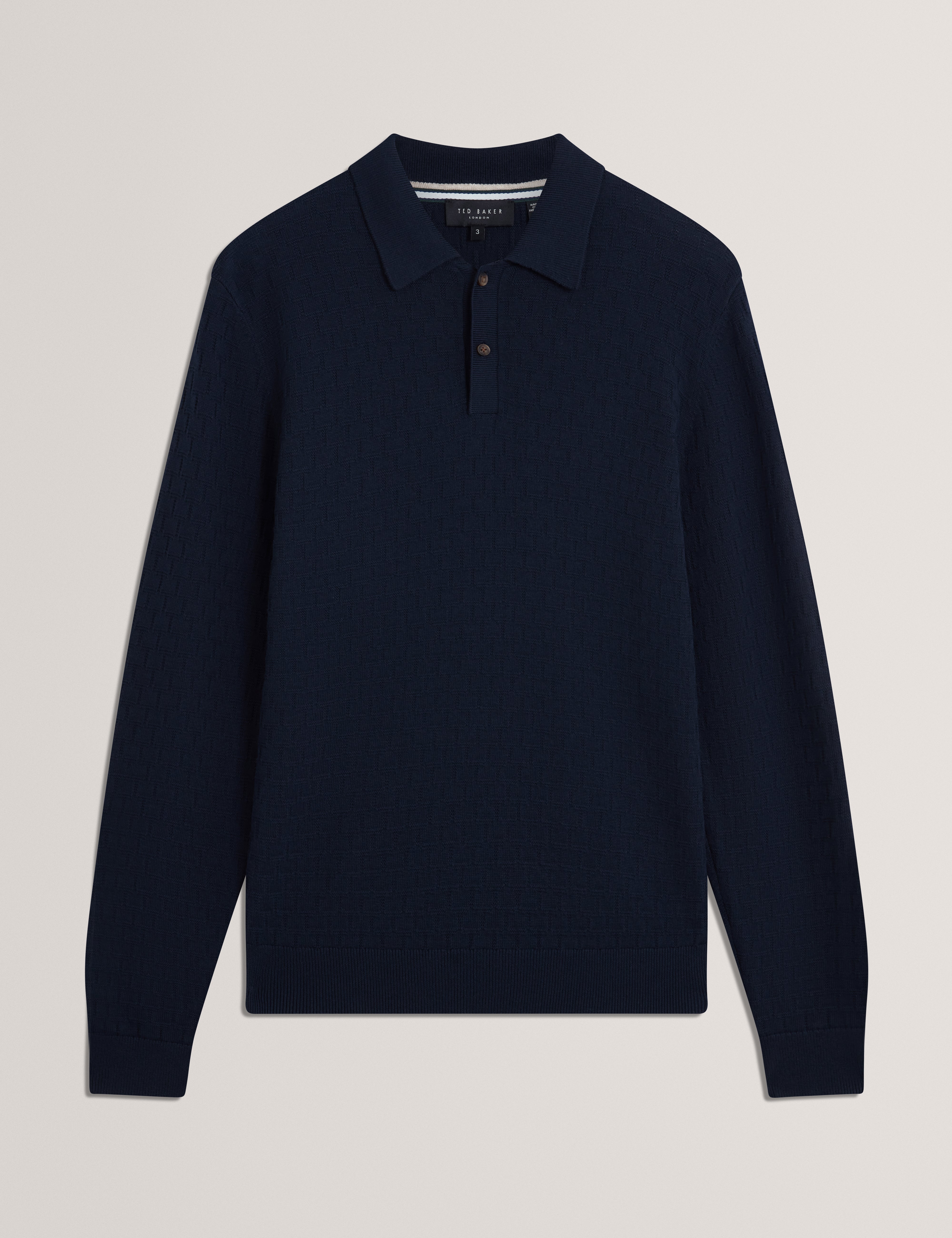 Gaten Ls T Stitch Polo Navy