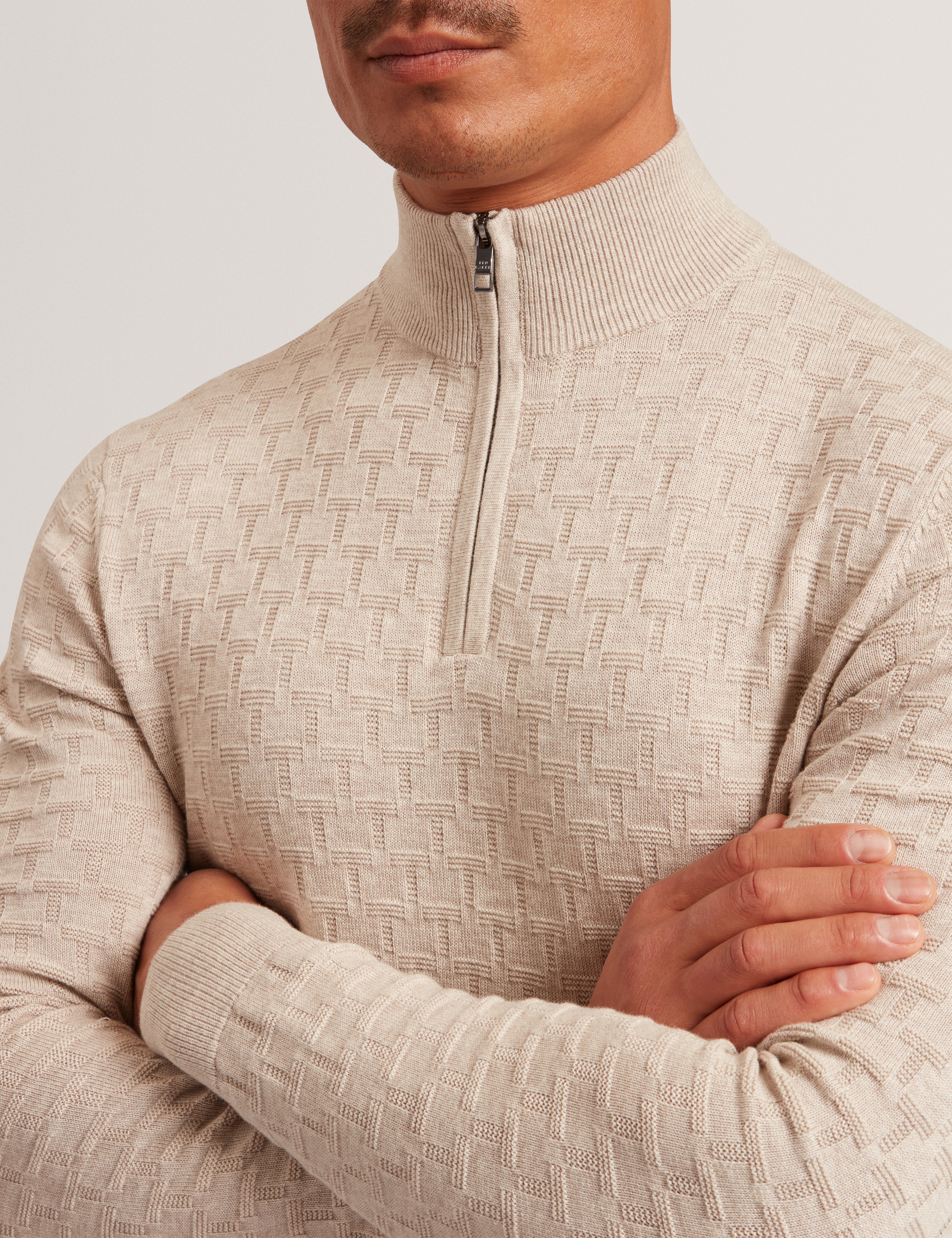 Jeremee T Stitch Half Zip Natural