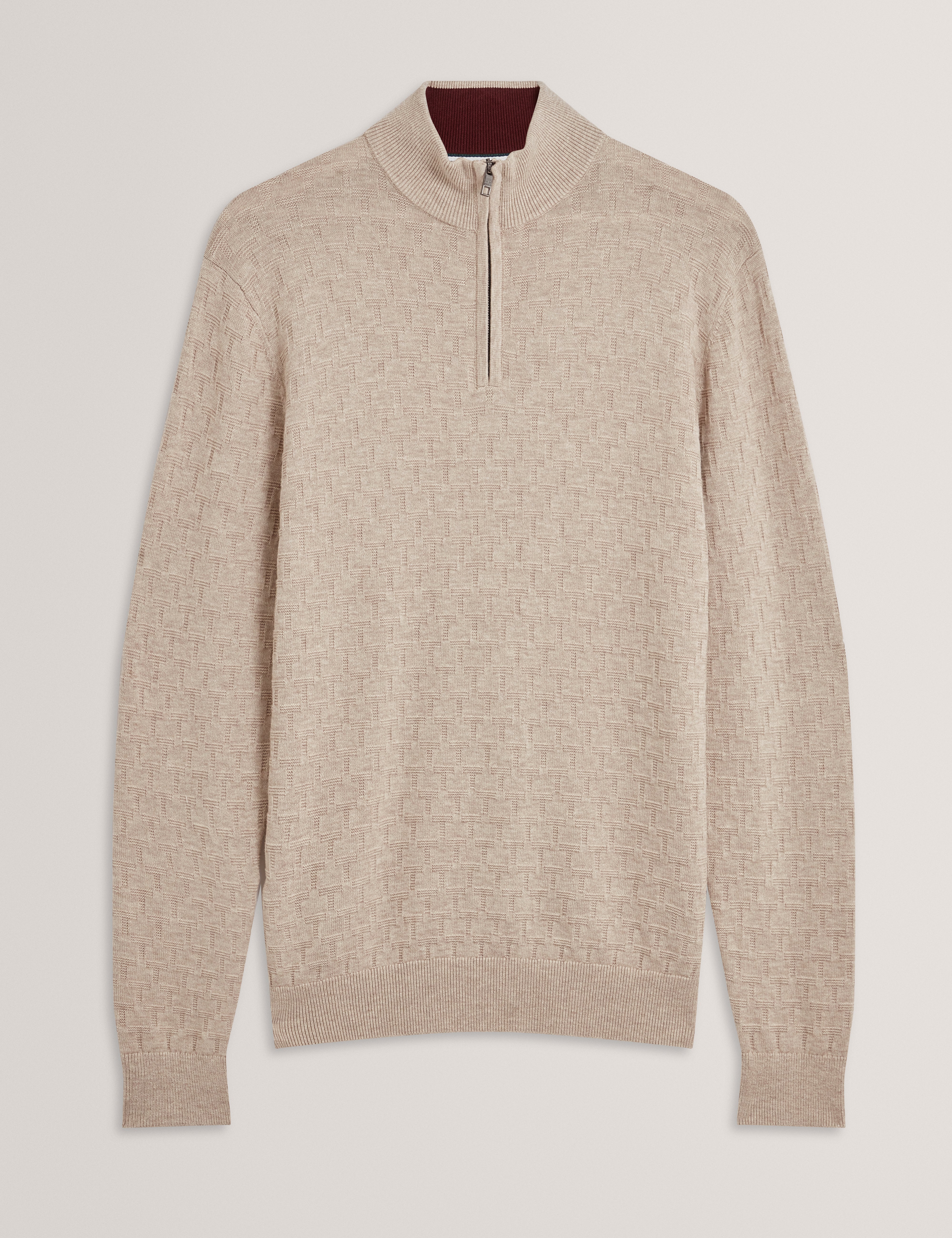 Jeremee T Stitch Half Zip Natural