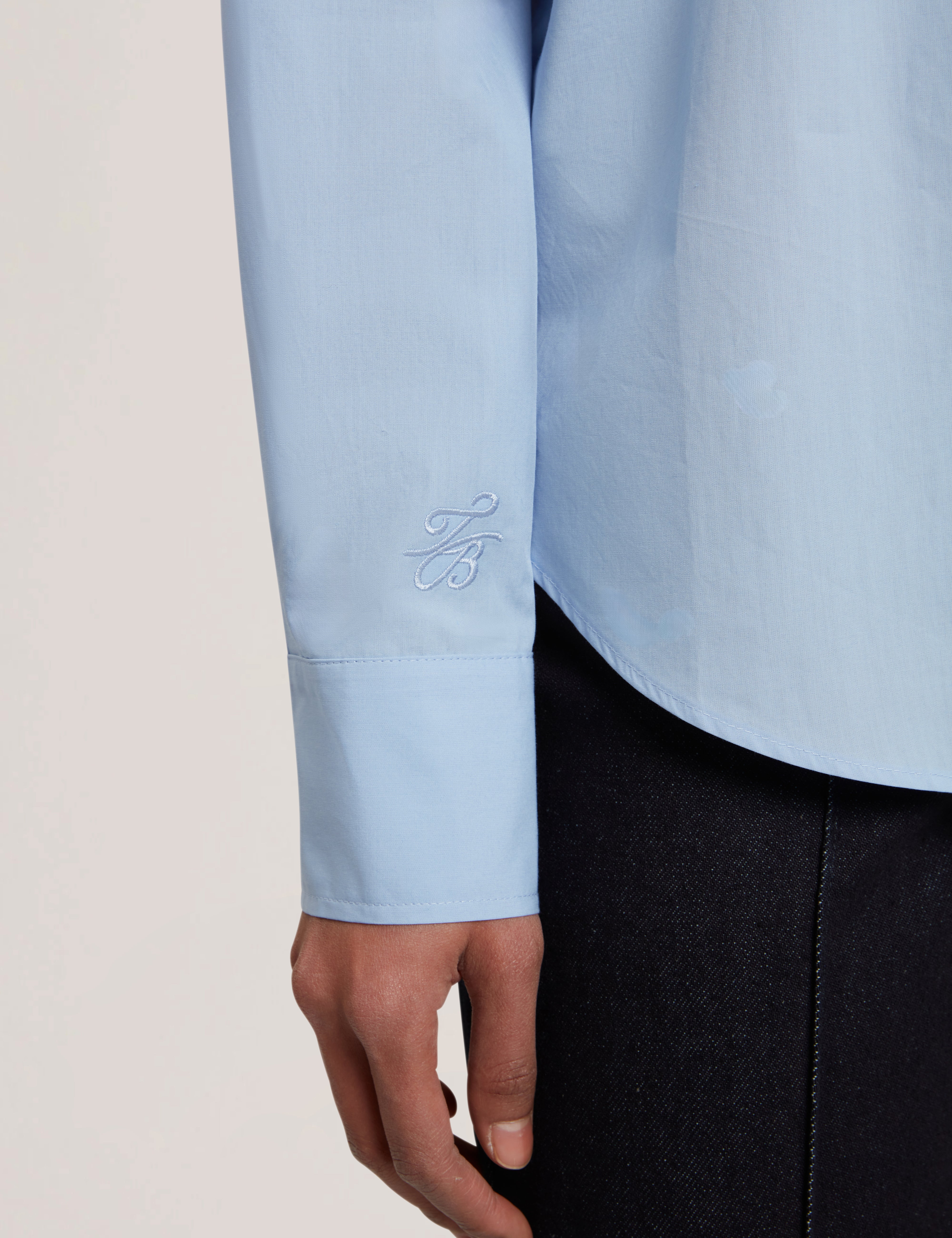 Izote Oversized Drop Shoulder Bib Detail Shirt Lt-Blue