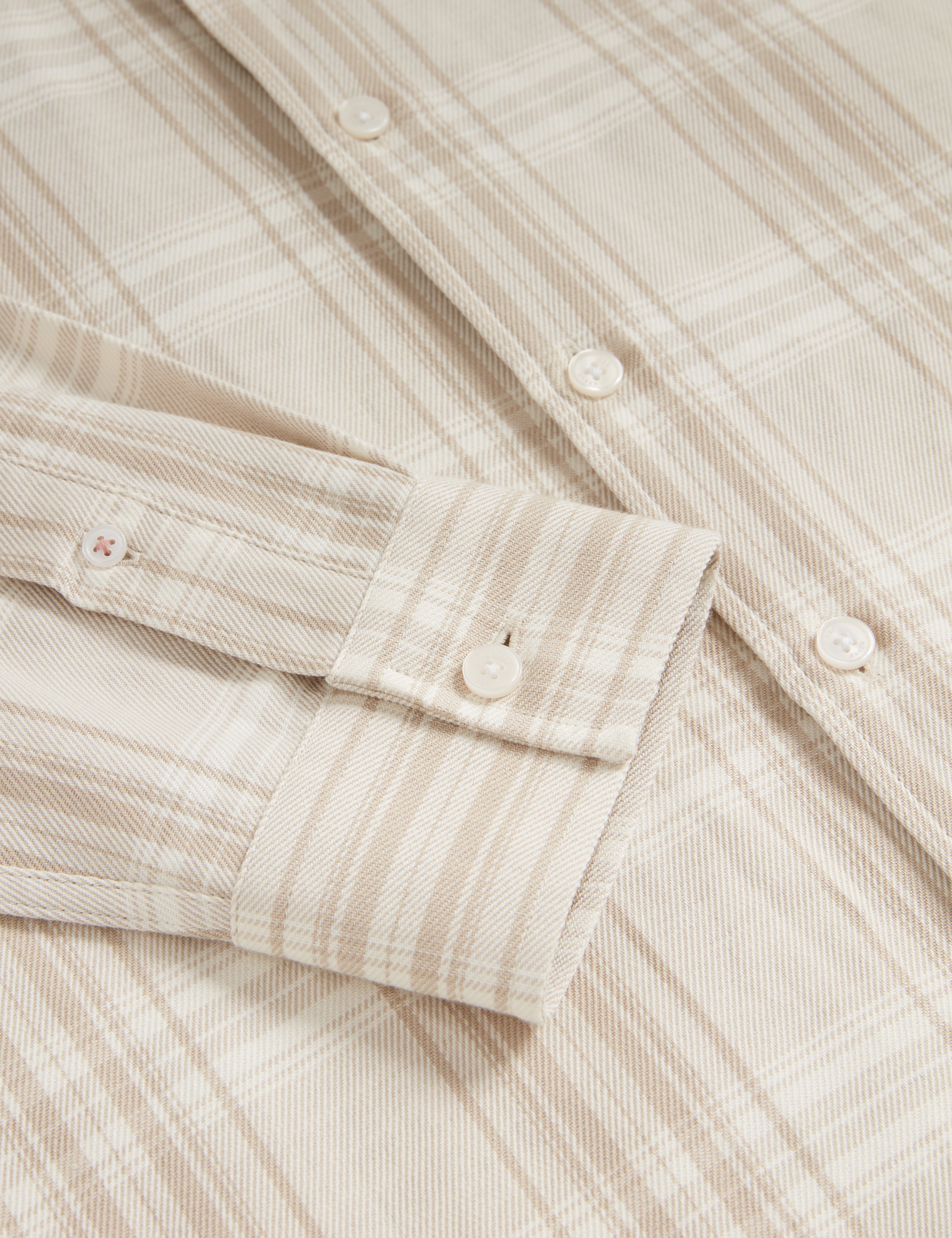 Zeuso Long Sleeve Linen Blend Oversized Check Shirt Taupe