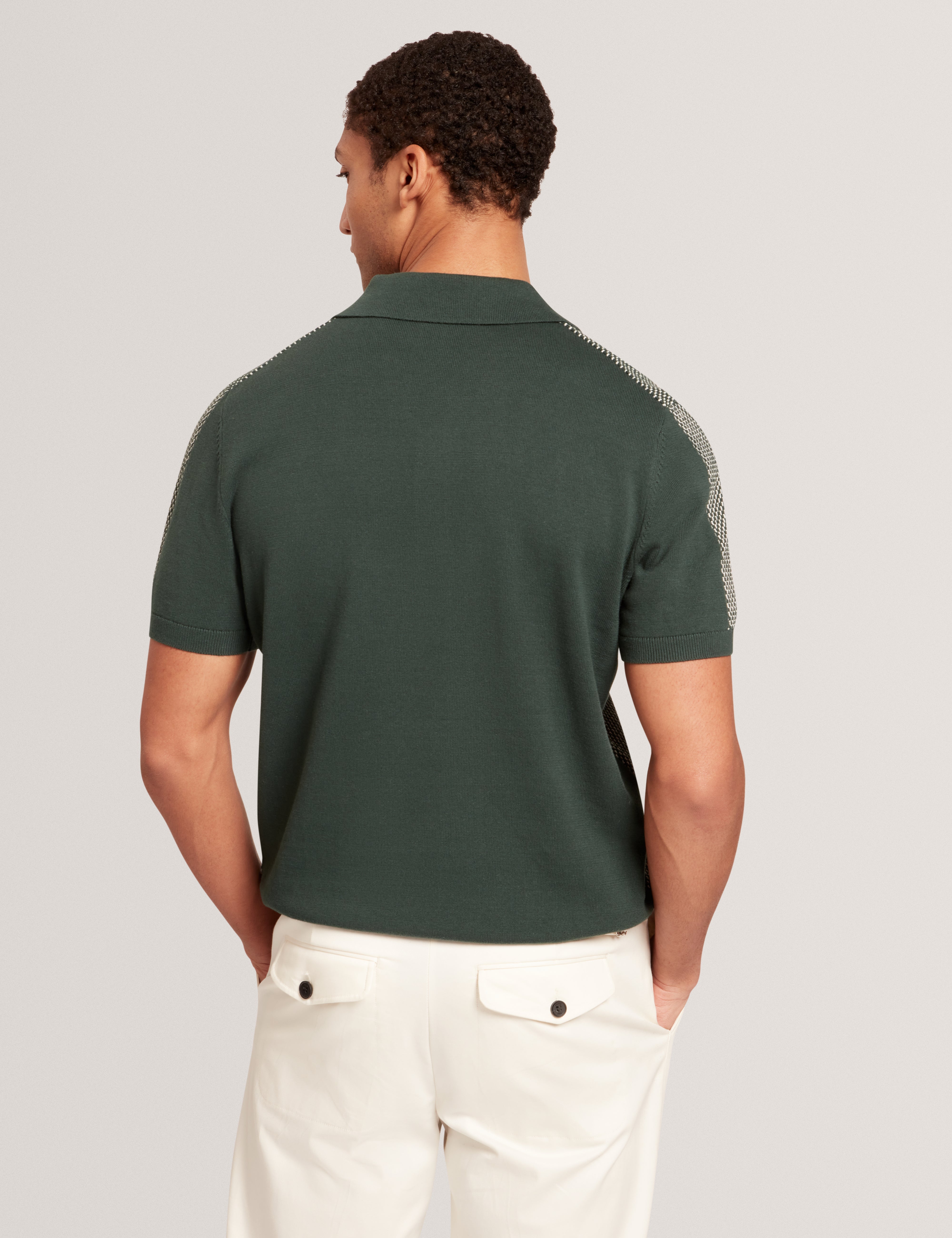Gregry Short Sleeve Small Stitch Knitted Polo Dk-Green