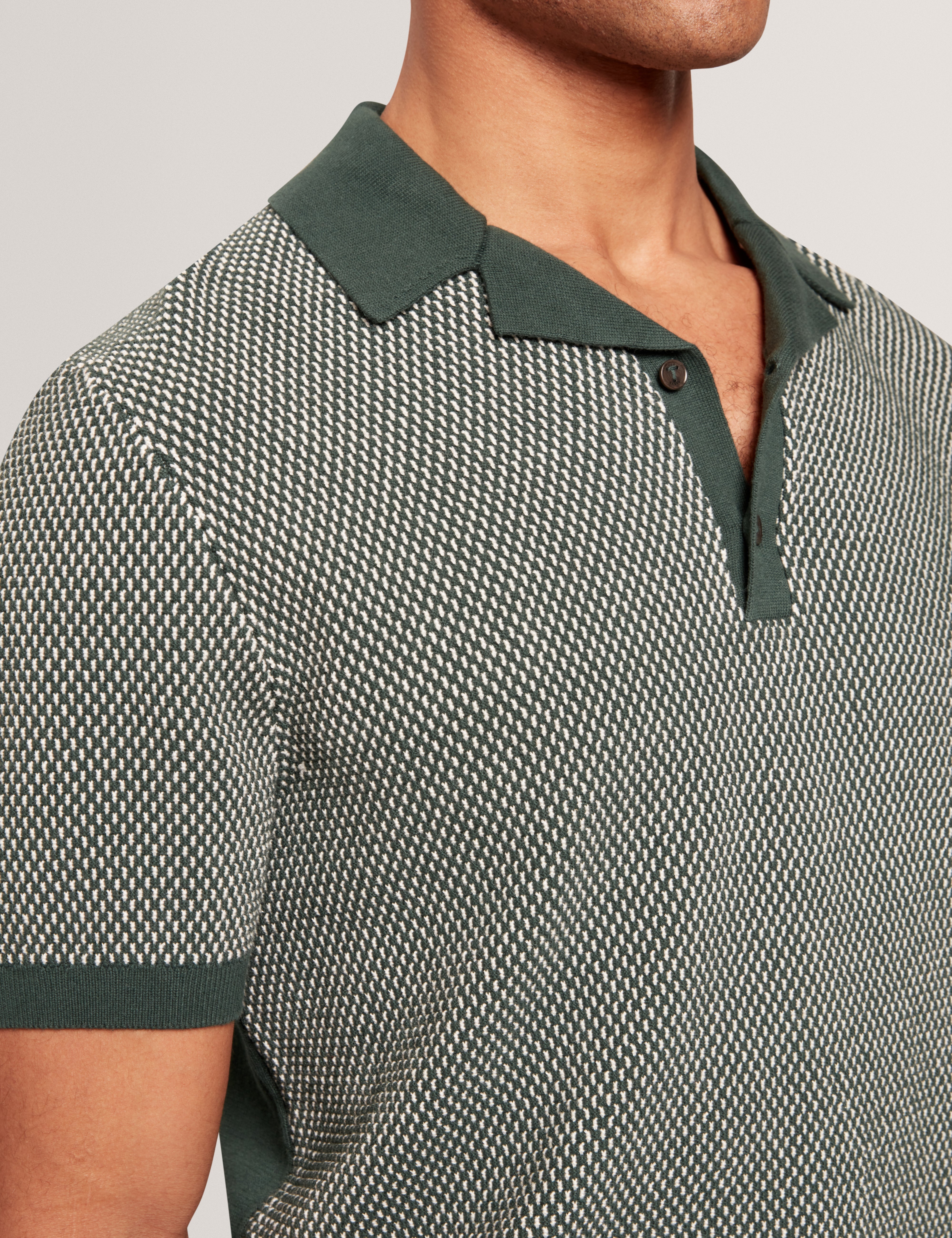 Gregry Short Sleeve Small Stitch Knitted Polo Dk-Green