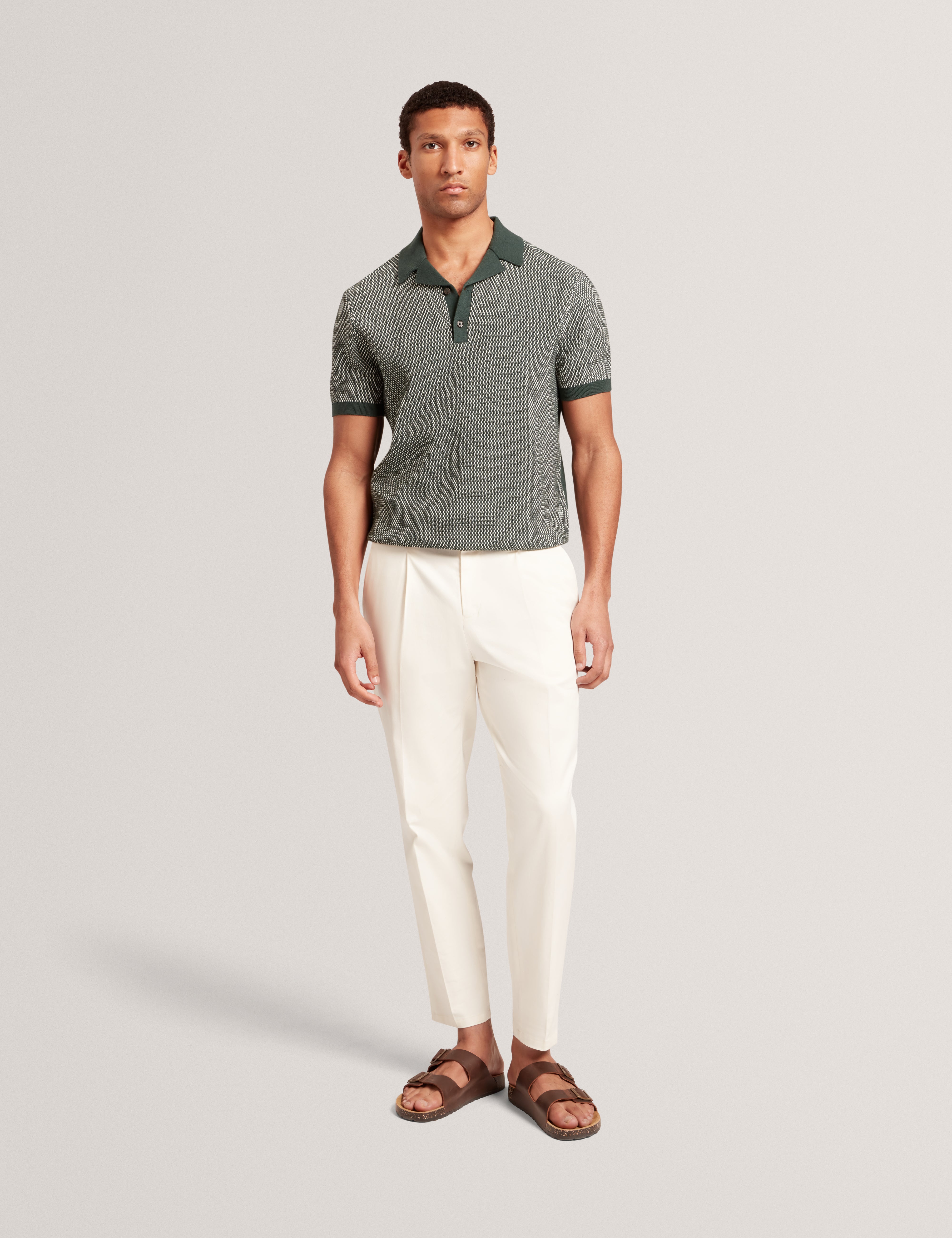 Gregry Short Sleeve Small Stitch Knitted Polo Dk-Green