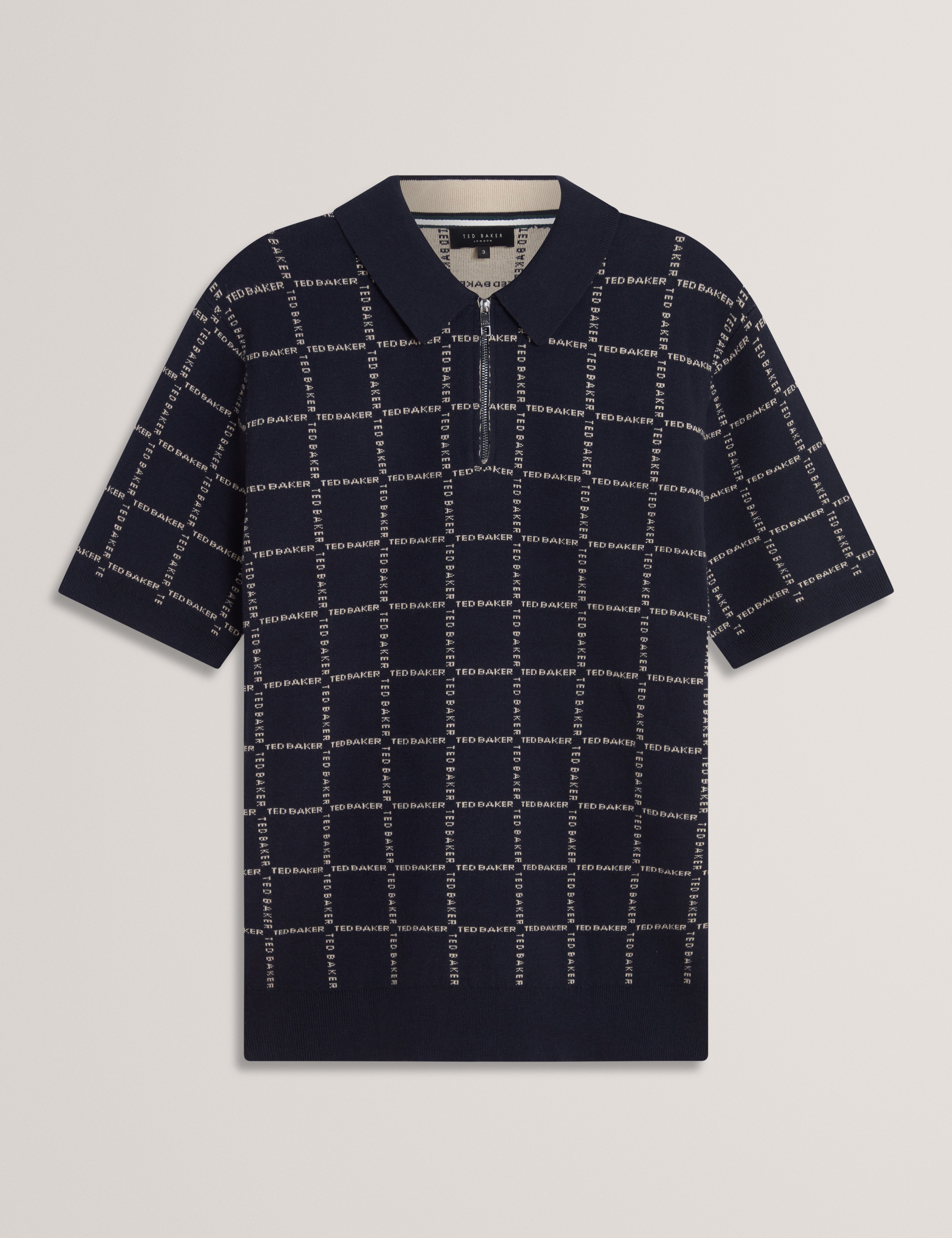 Harlens Short Sleeve Branded Check Polo Navy