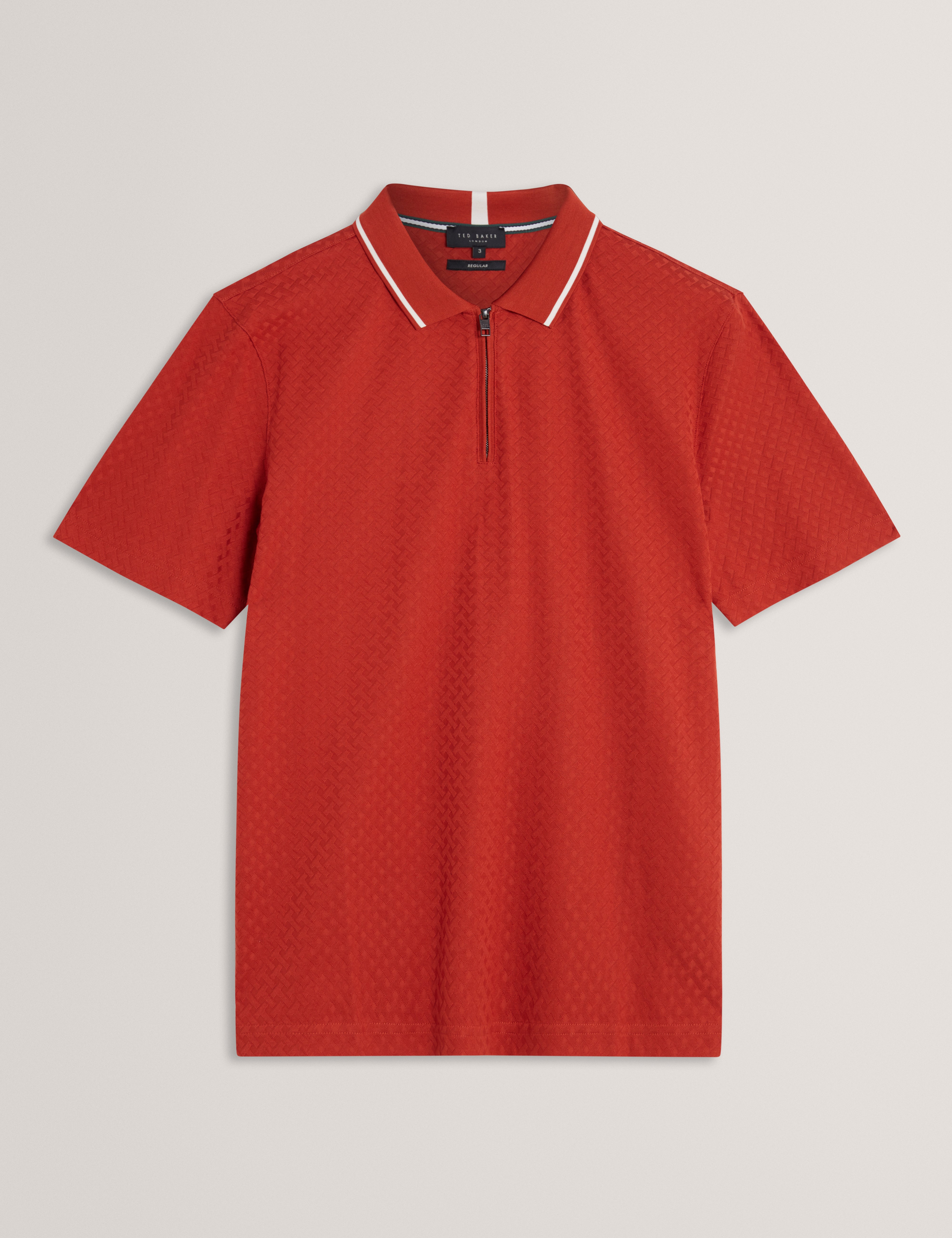 كوفين قميص بولو بأكمام قصيرة لون برتقالي داكن