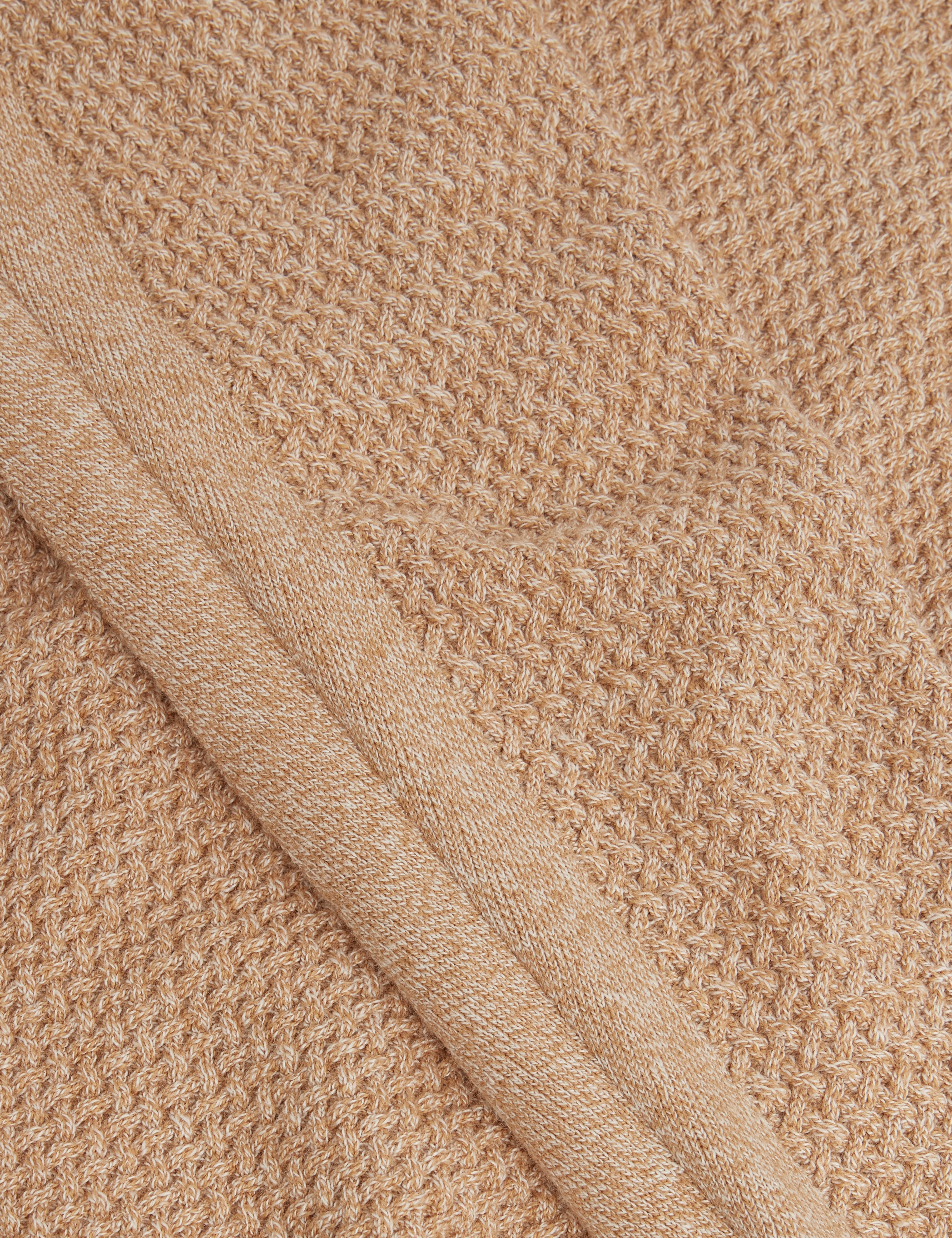 Monya Ls Textured Knit Crew Neck Camel