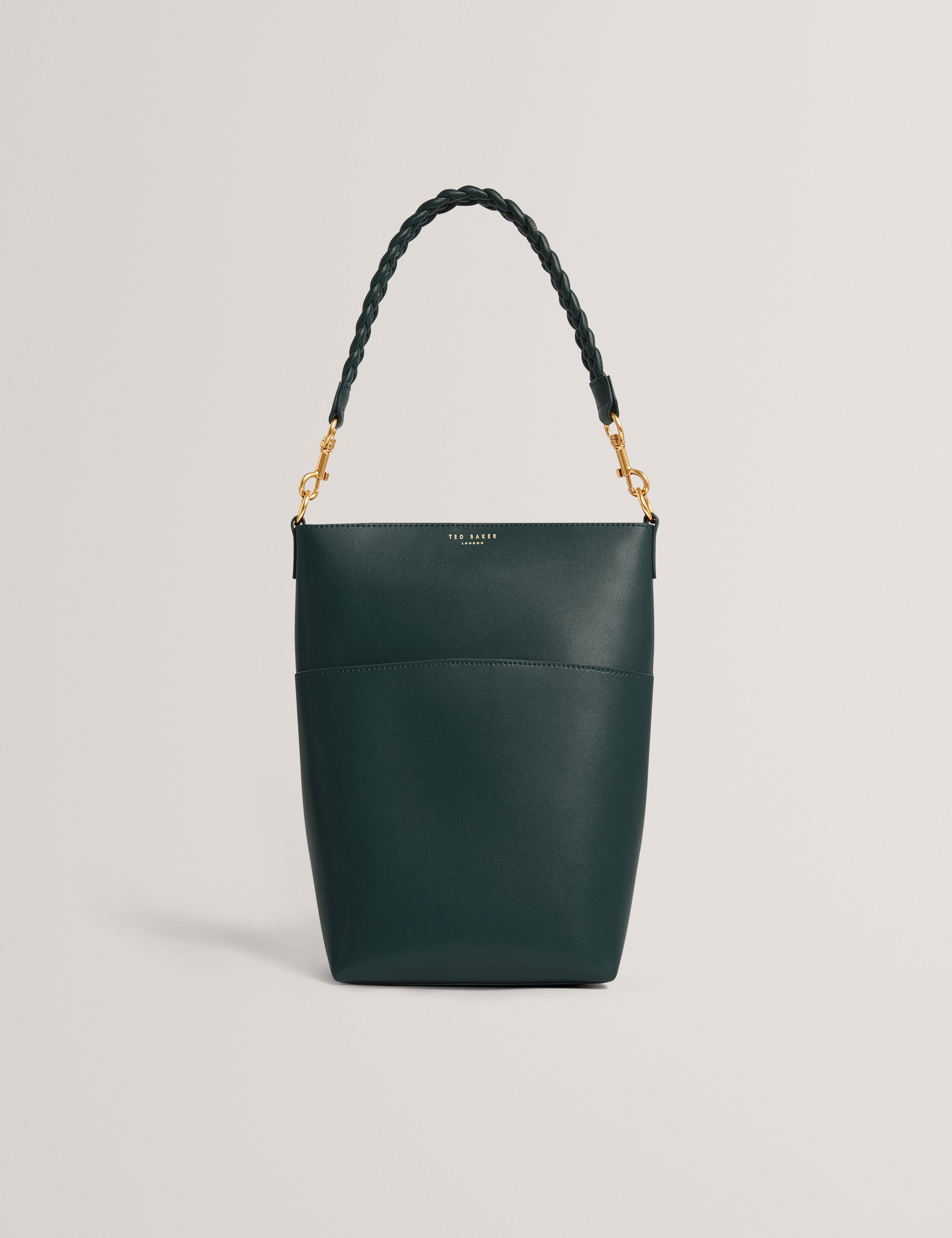 Wannda Weave Handle Leather Medium Bucket Bag Green