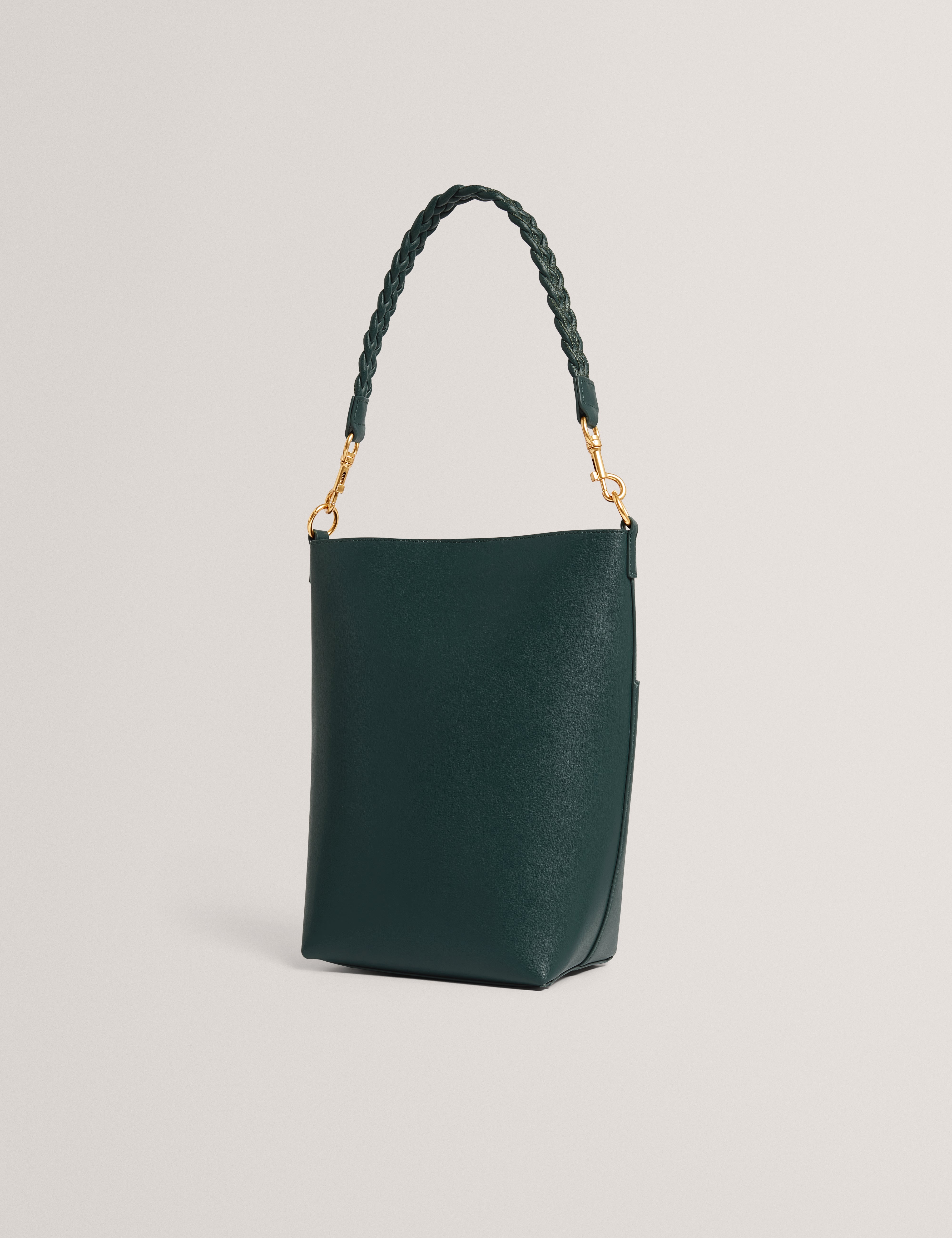 Wannda Weave Handle Leather Medium Bucket Bag Green