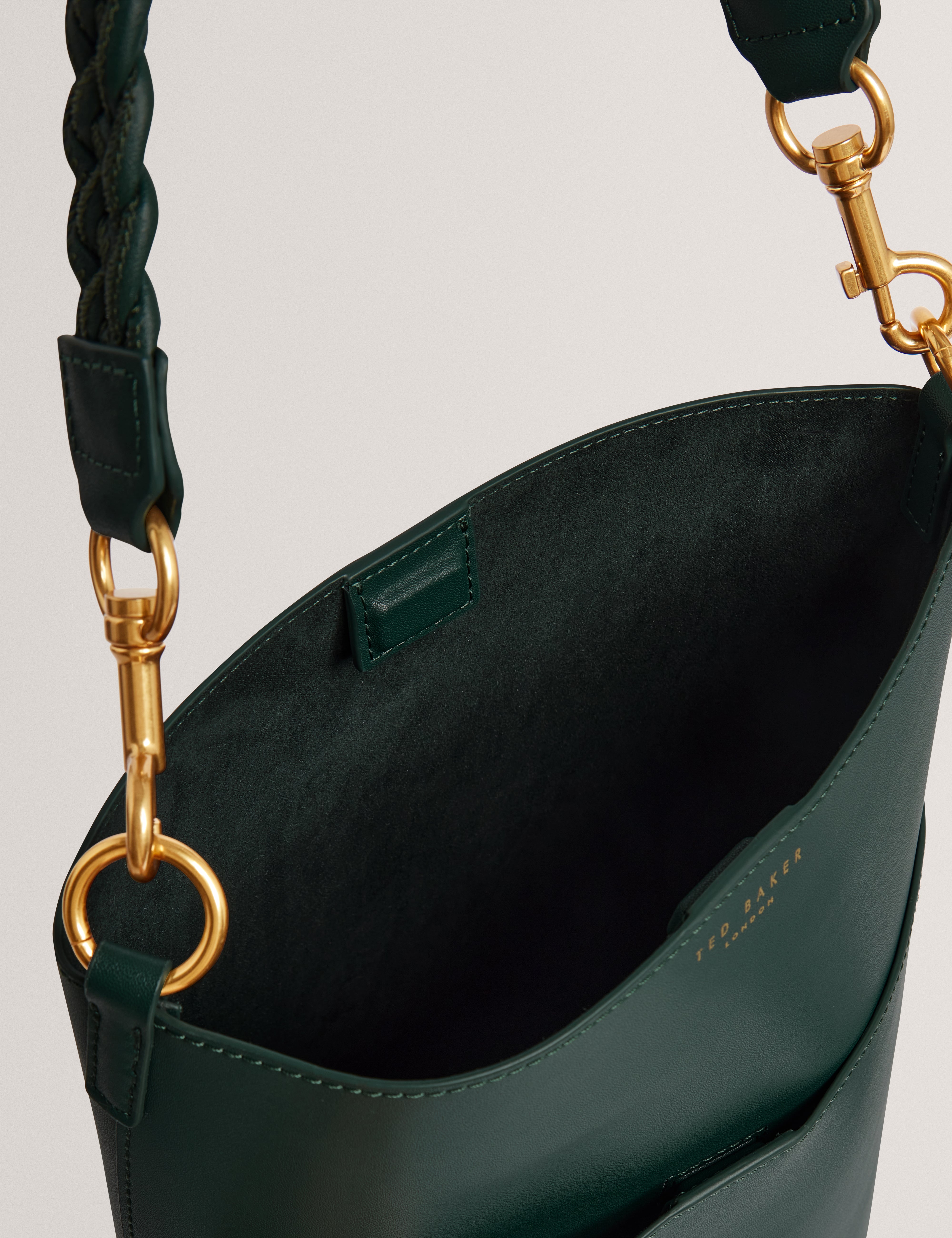 Wannda Weave Handle Leather Medium Bucket Bag Green