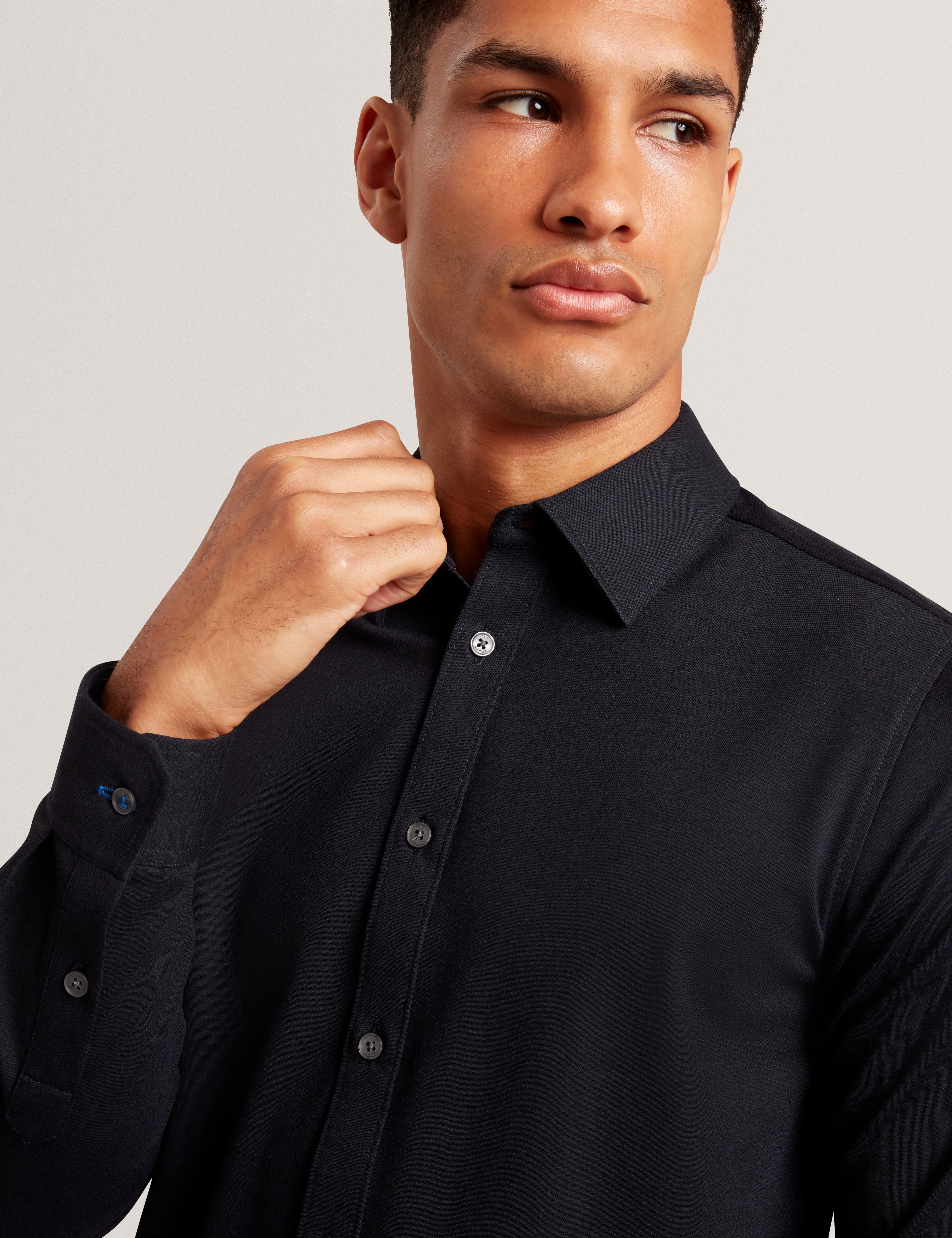 Nortun Ls Regular Fit Wool Blend Knitted Shirt Navy