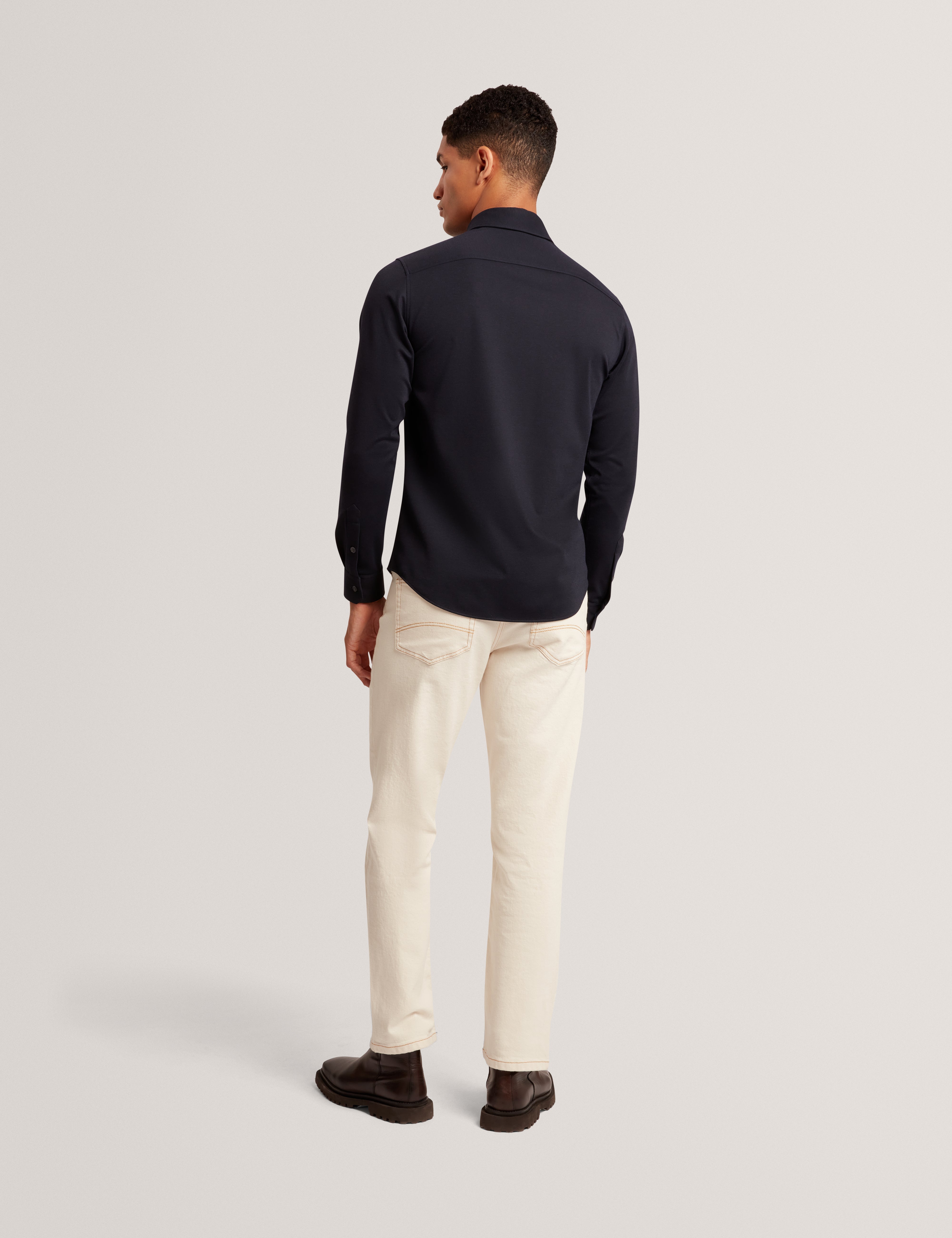 Nortun Ls Regular Fit Wool Blend Knitted Shirt Navy