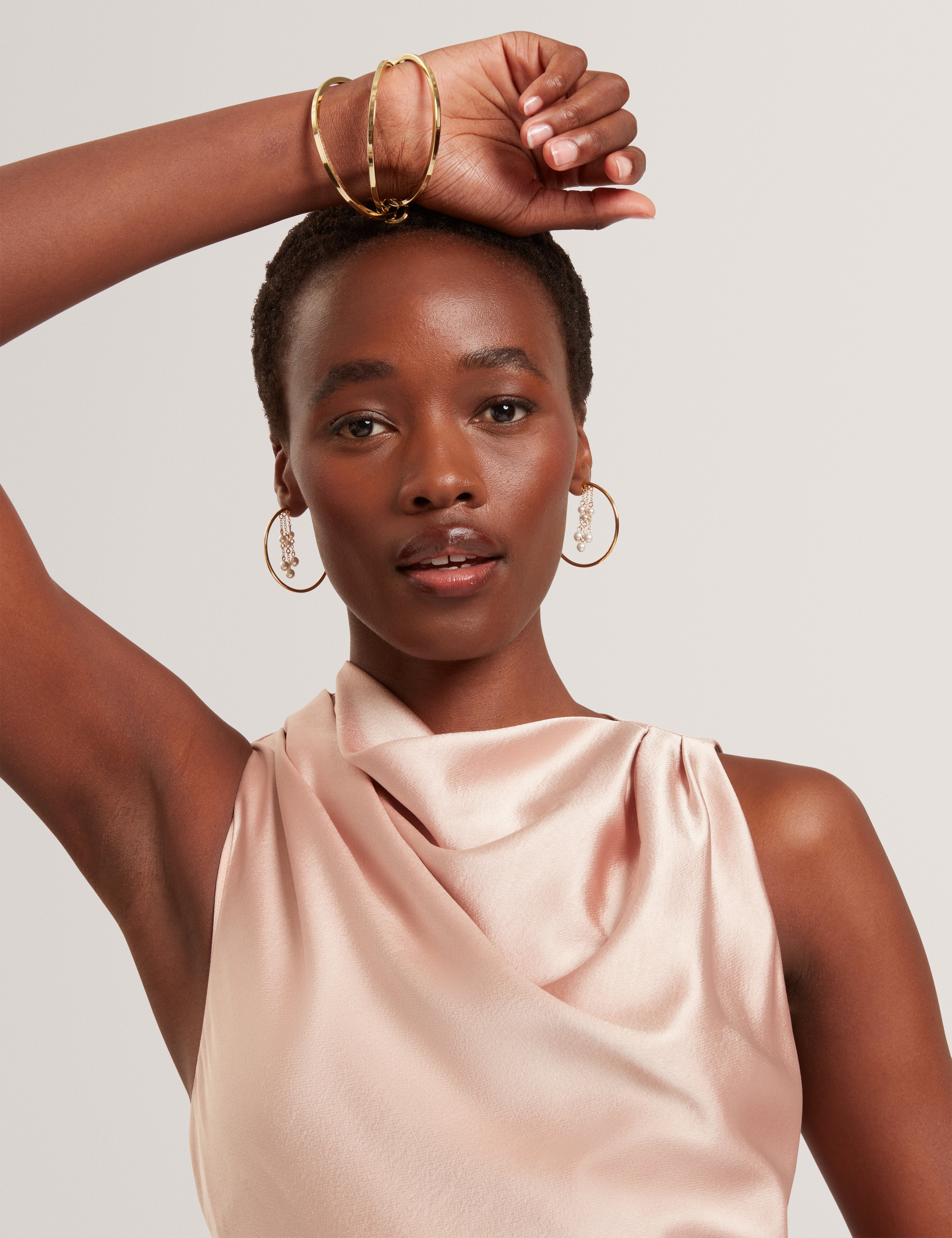 Liimaa Drape Neck Midi Dress Dusky-Pink