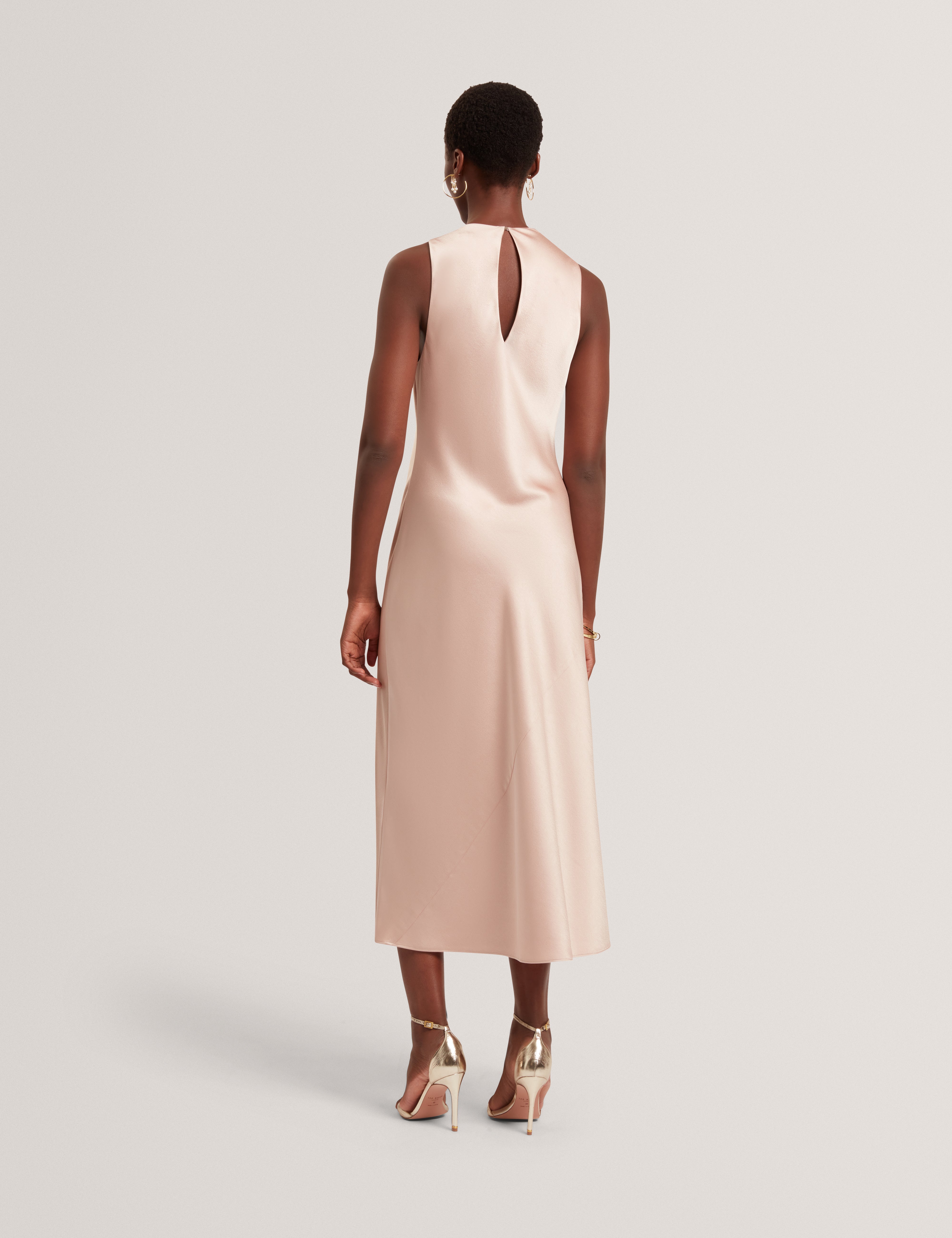 Liimaa Drape Neck Midi Dress Dusky-Pink