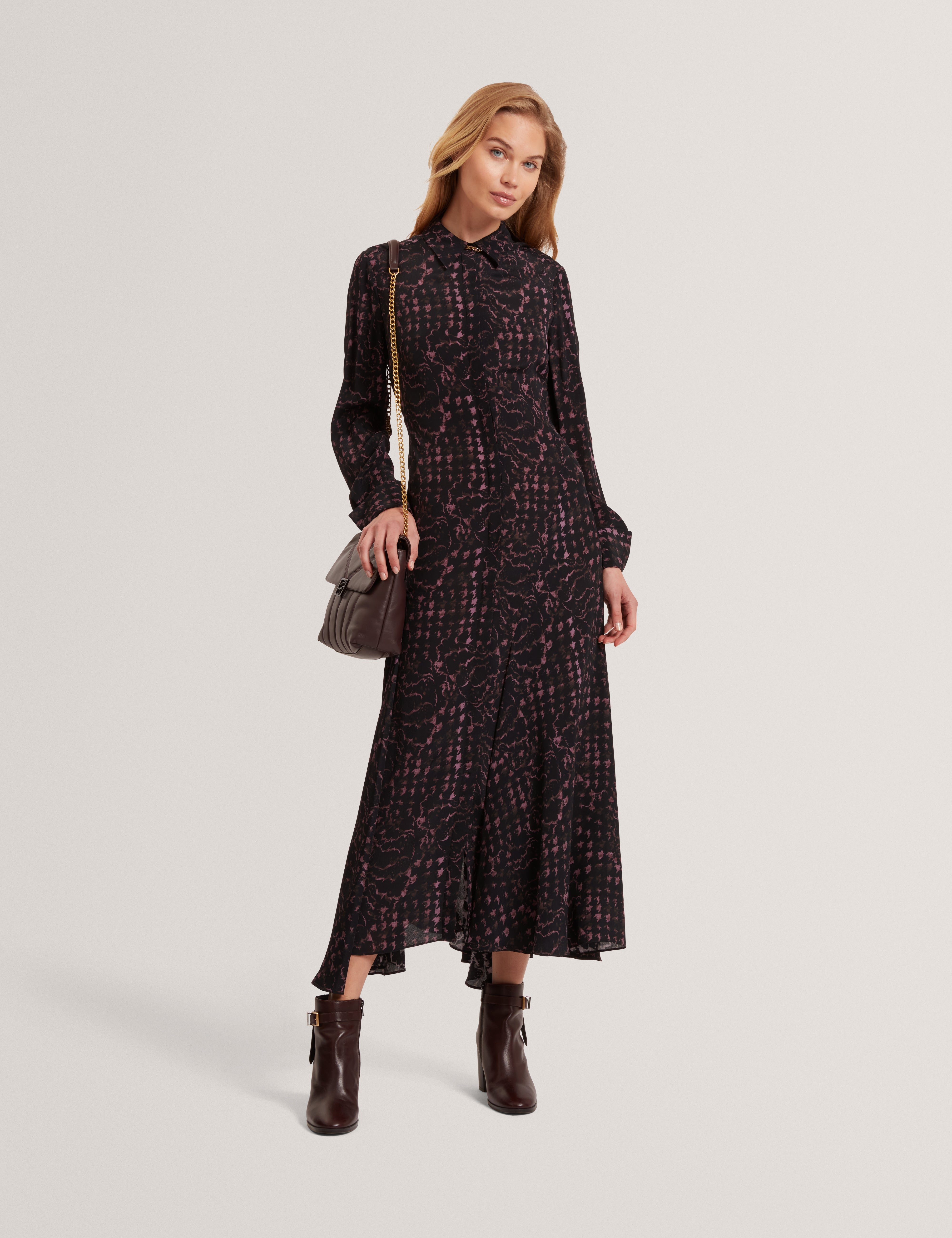 Biscaya Printed Midi Shirt Dress Black