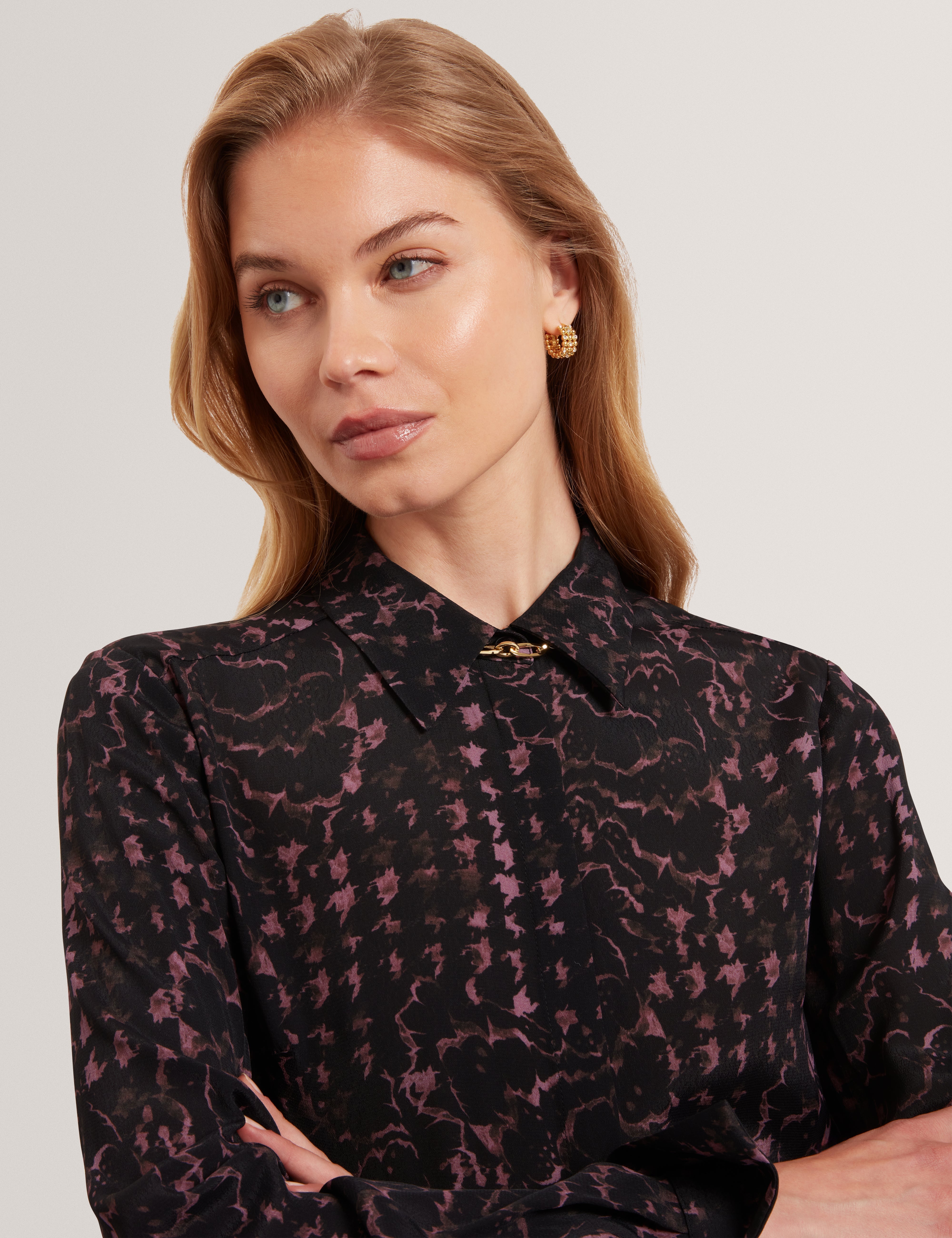 Biscaya Printed Midi Shirt Dress Black