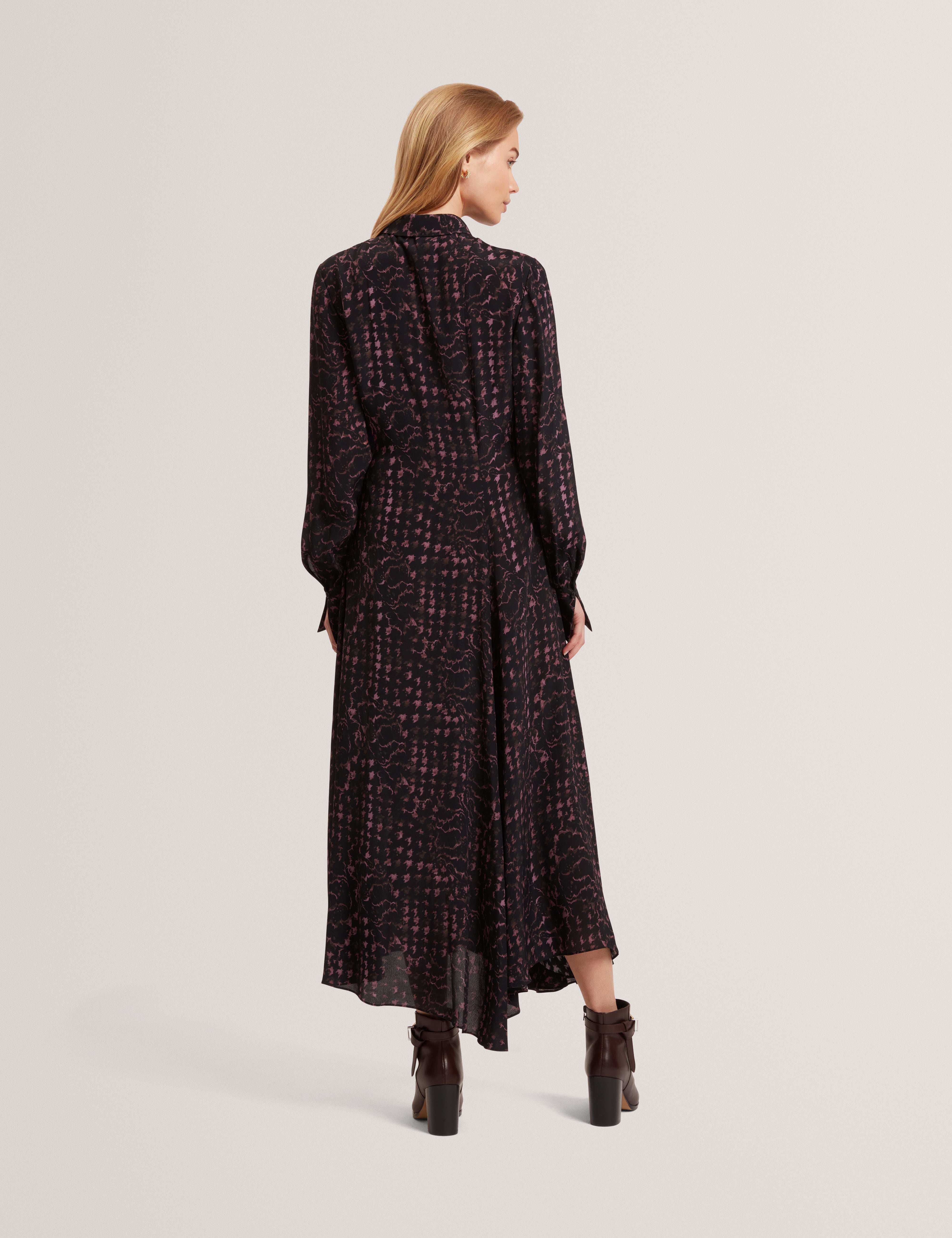Biscaya Printed Midi Shirt Dress Black