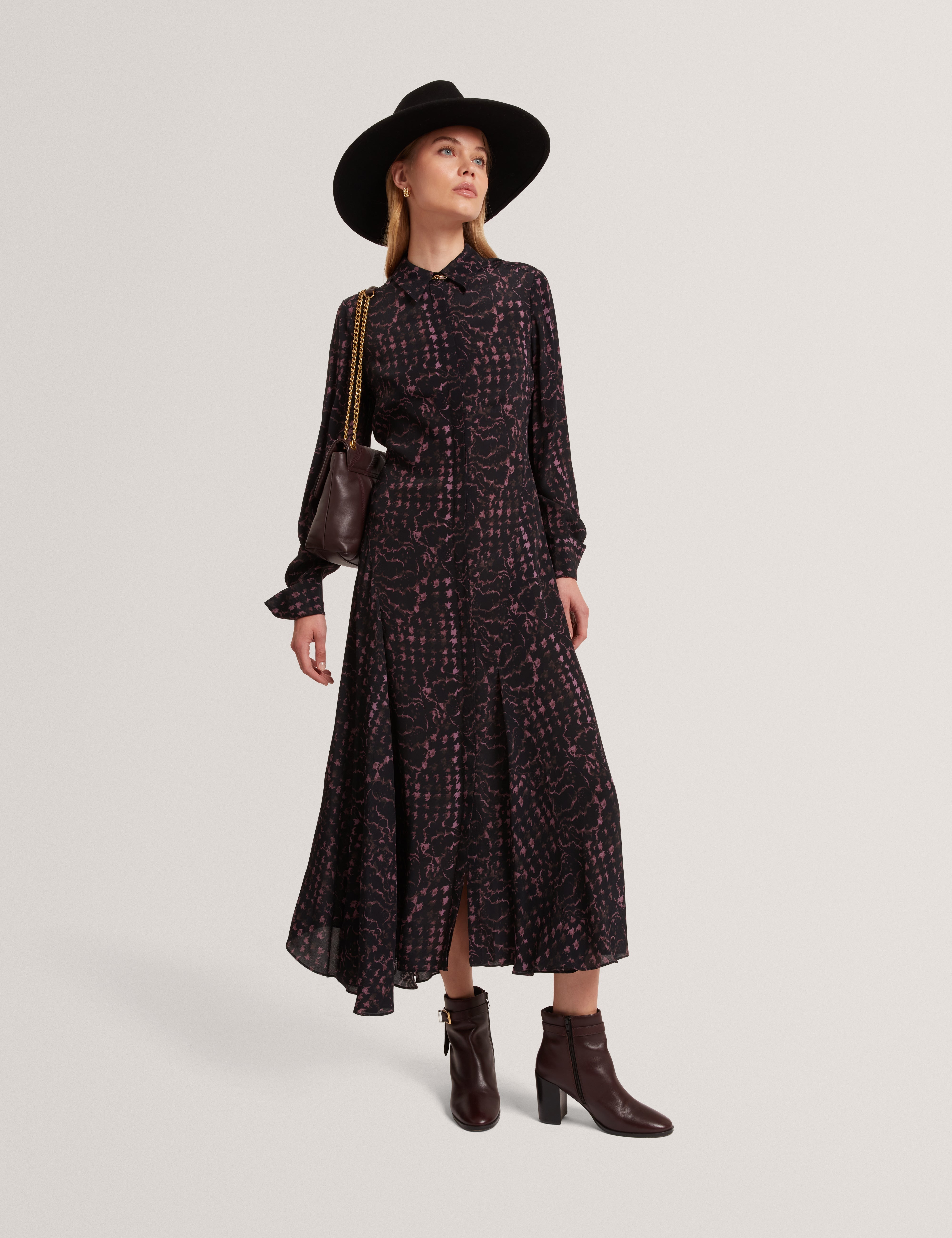 Biscaya Printed Midi Shirt Dress Black