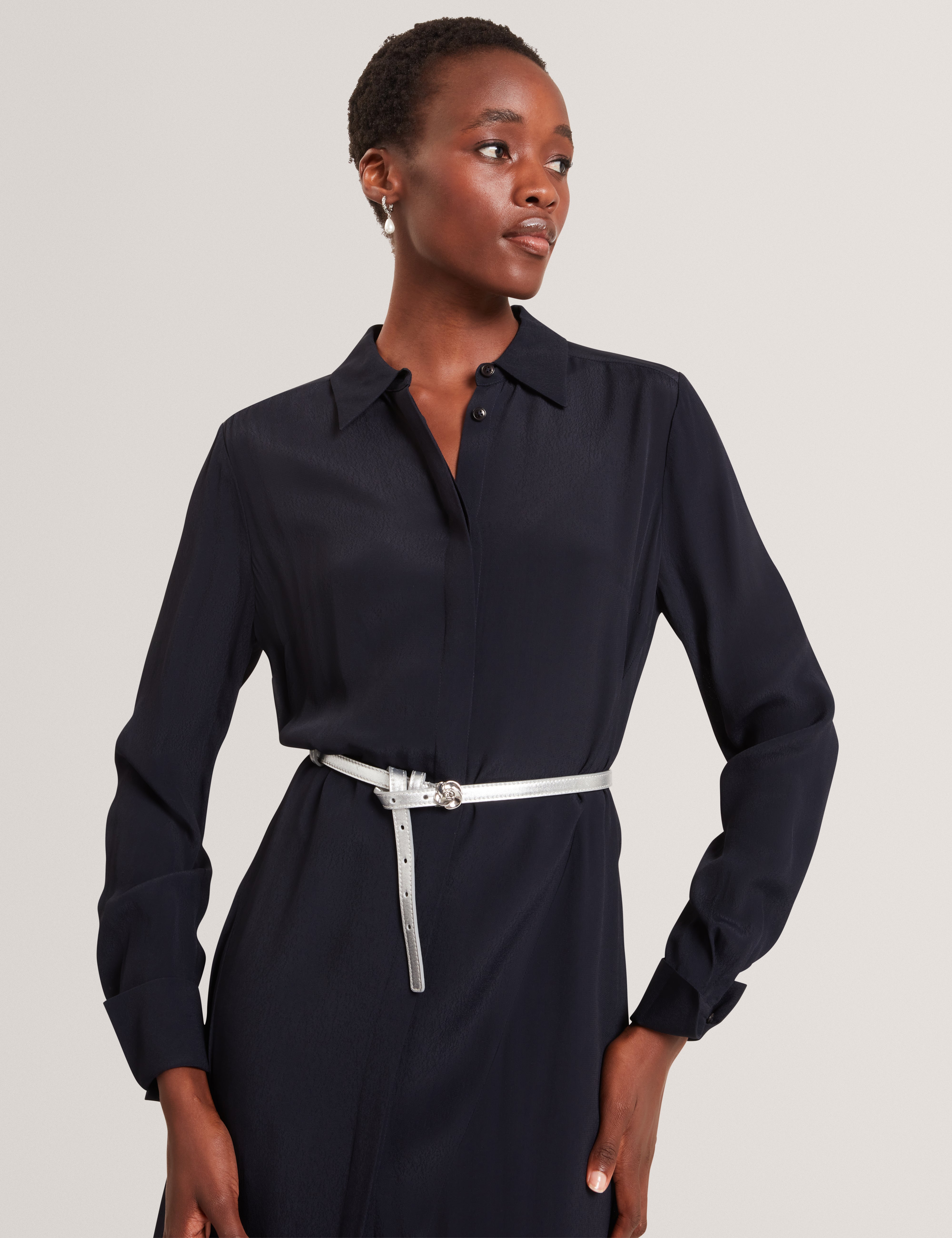 Aluma Midi Shirt Dress Navy